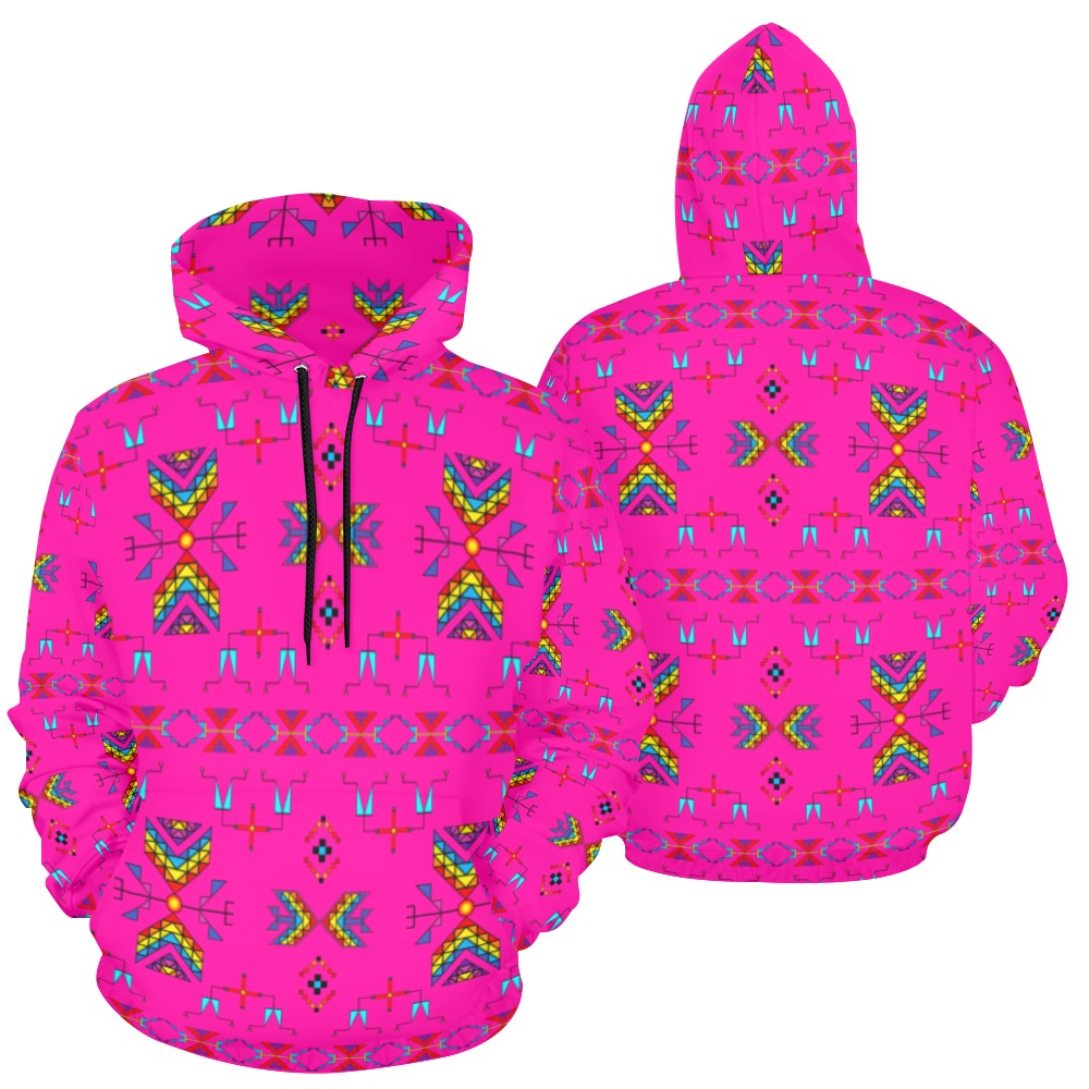 Rainy Chief Rainbow Hot Pink Hoodie for Women (USA Size)
