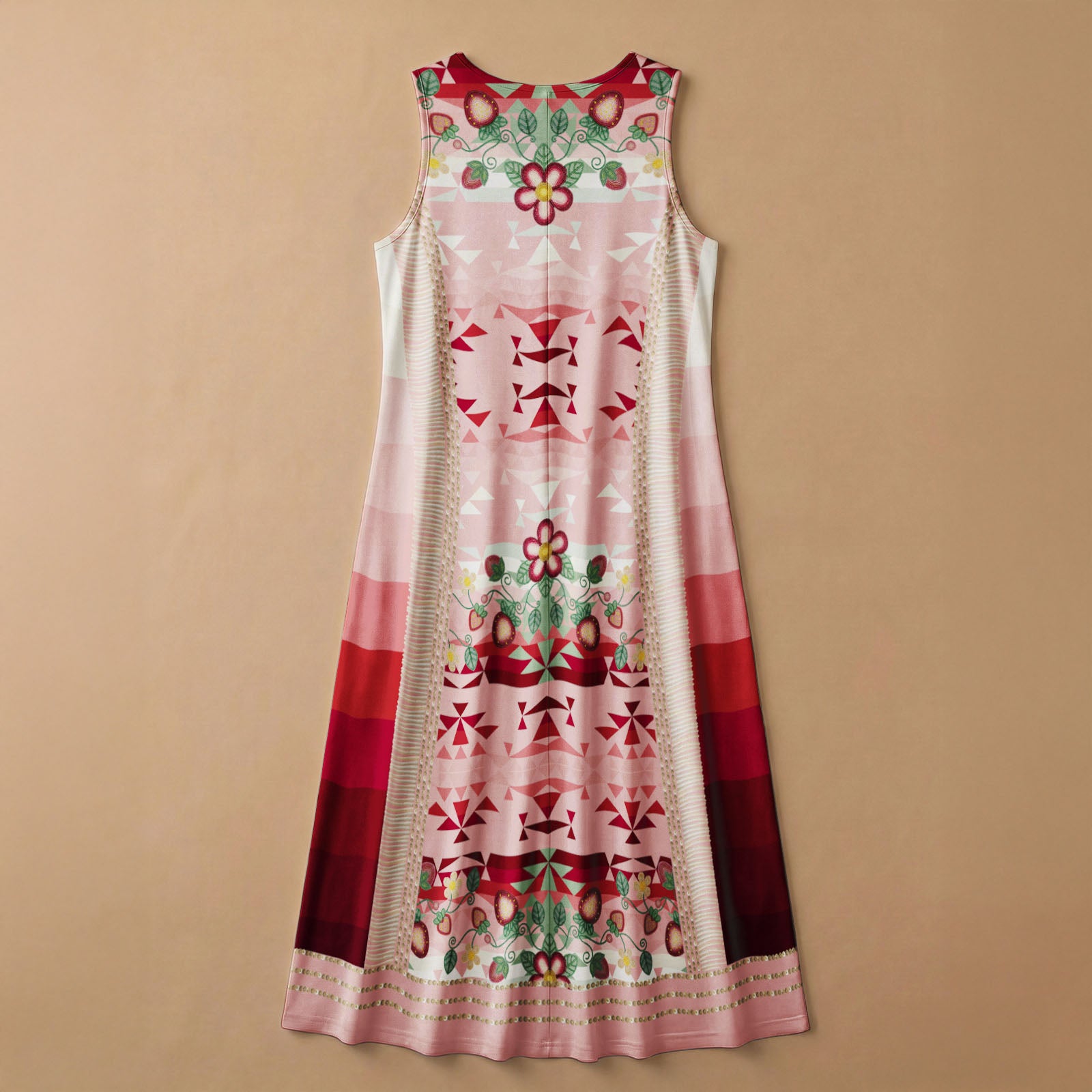 Sacred Strawberry Pink 2 Women's Sleeveless Long Dress