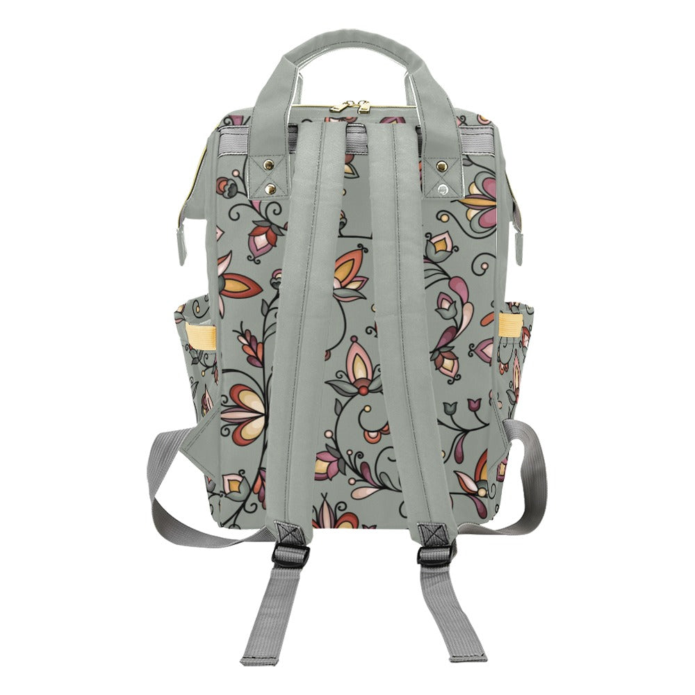 Burnt Sky Petals Green Multi-Function Diaper Backpack/Diaper Bag