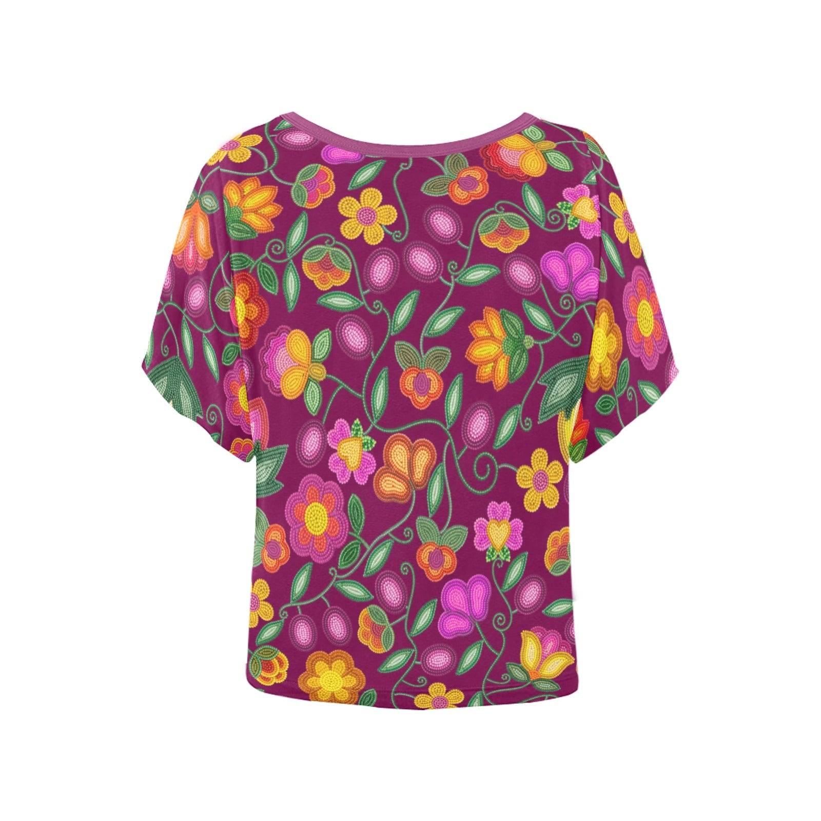 Boreal Bounty Dark Magenta Women's Batwing-Sleeved Blouse T-shirt
