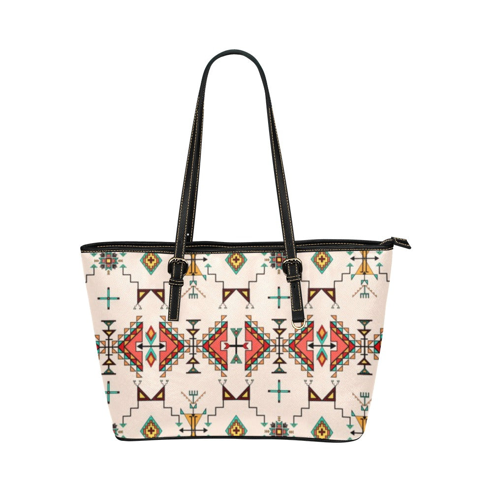 Thunder Flight Cream Leather Tote Bag/Large