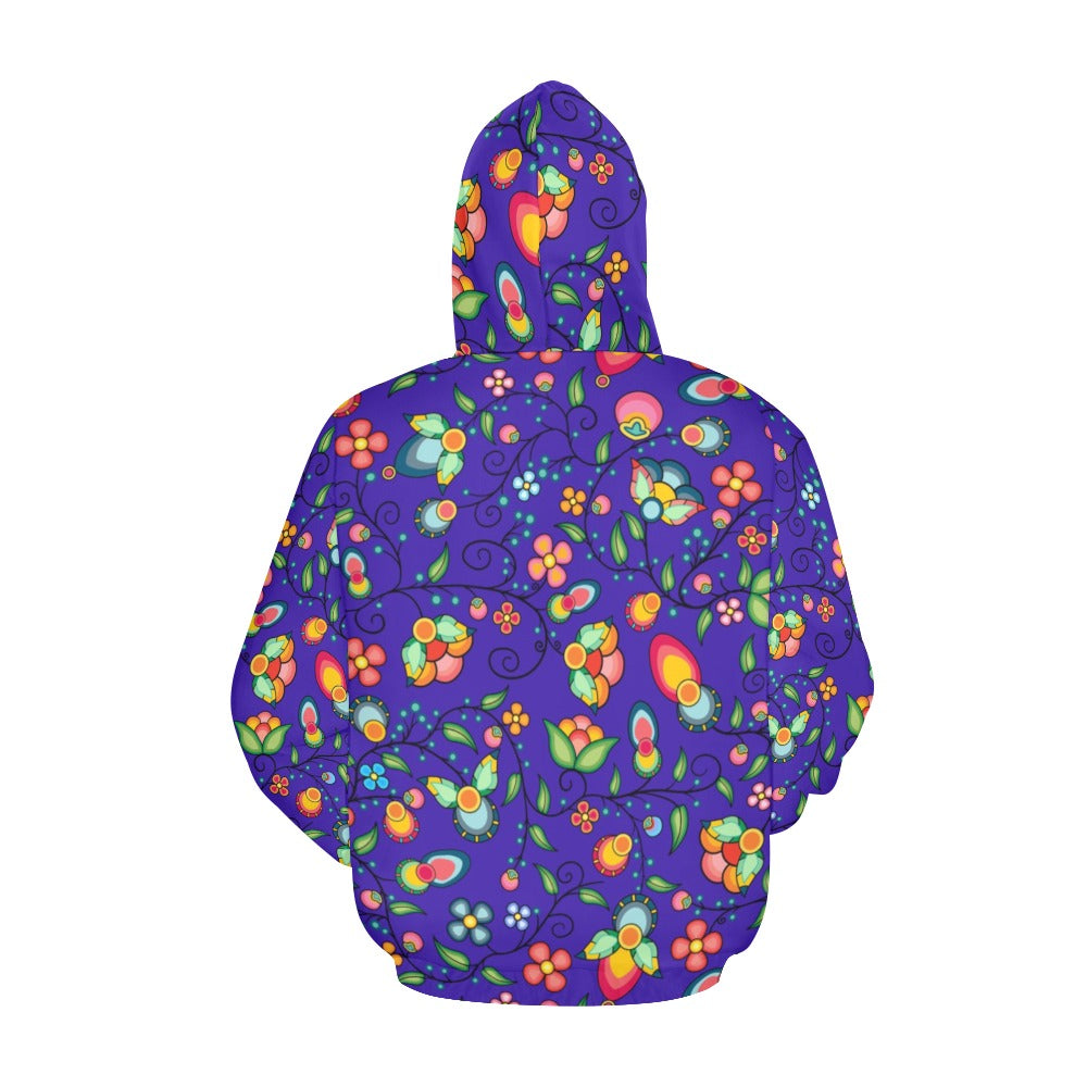Floral Bounty Blue Hoodie for Women (USA Size)