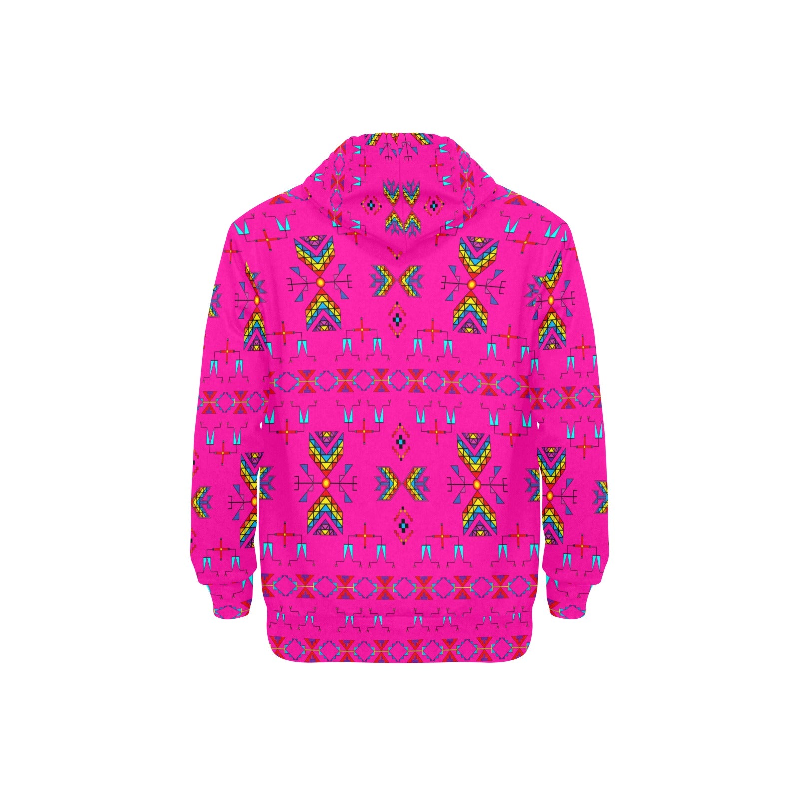 Rainy Chief Rainbow Hot Pink Men's Long Sleeve Fleece Hoodie