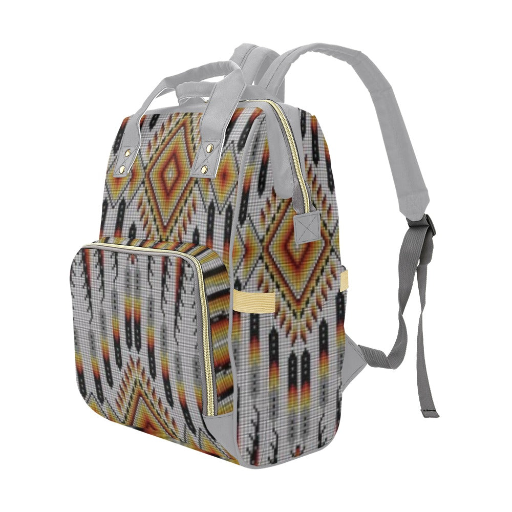 Fire Feather White Multi-Function Diaper Backpack/Diaper Bag