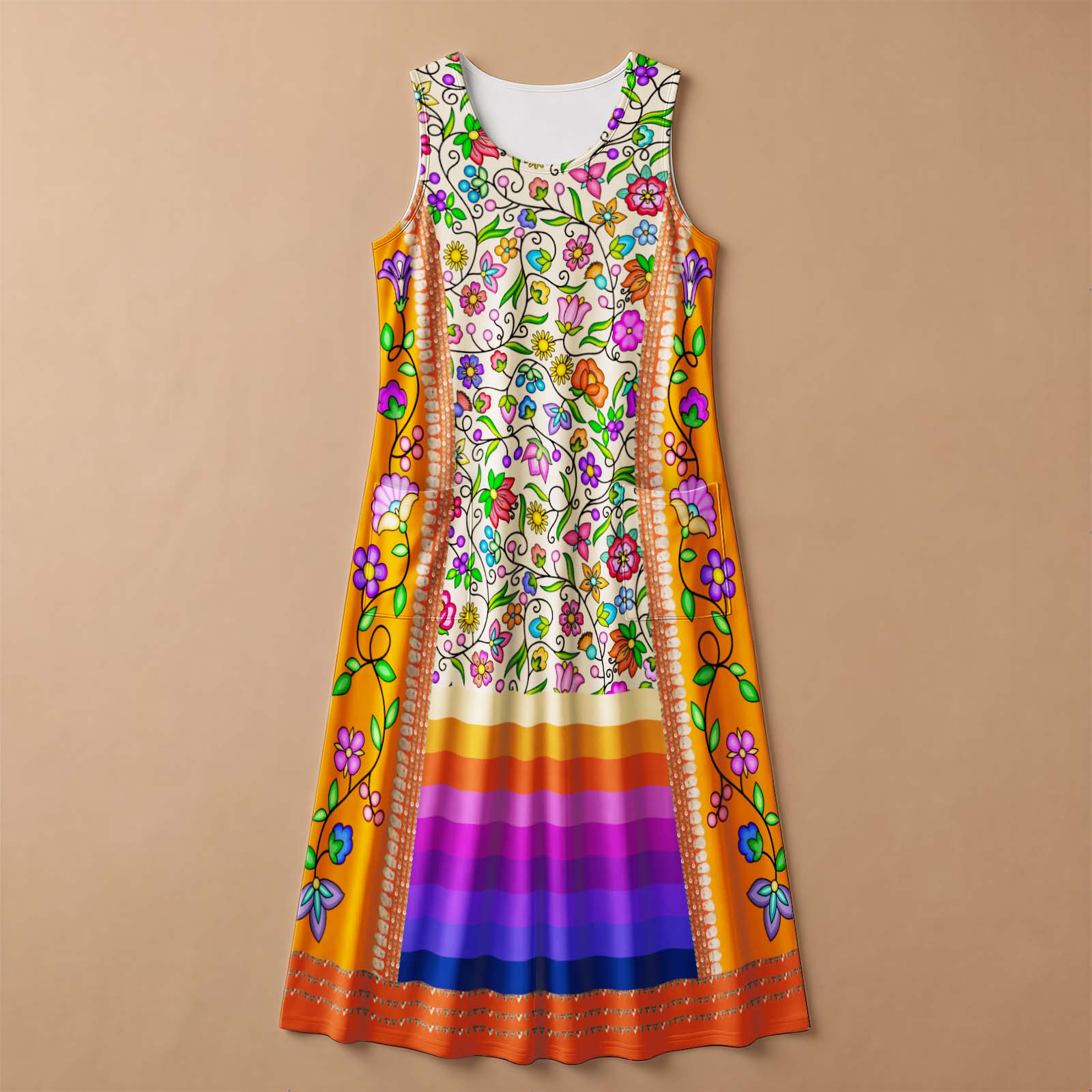 Grandmother's Legacy Orange 1 Women's Sleeveless Long Dress