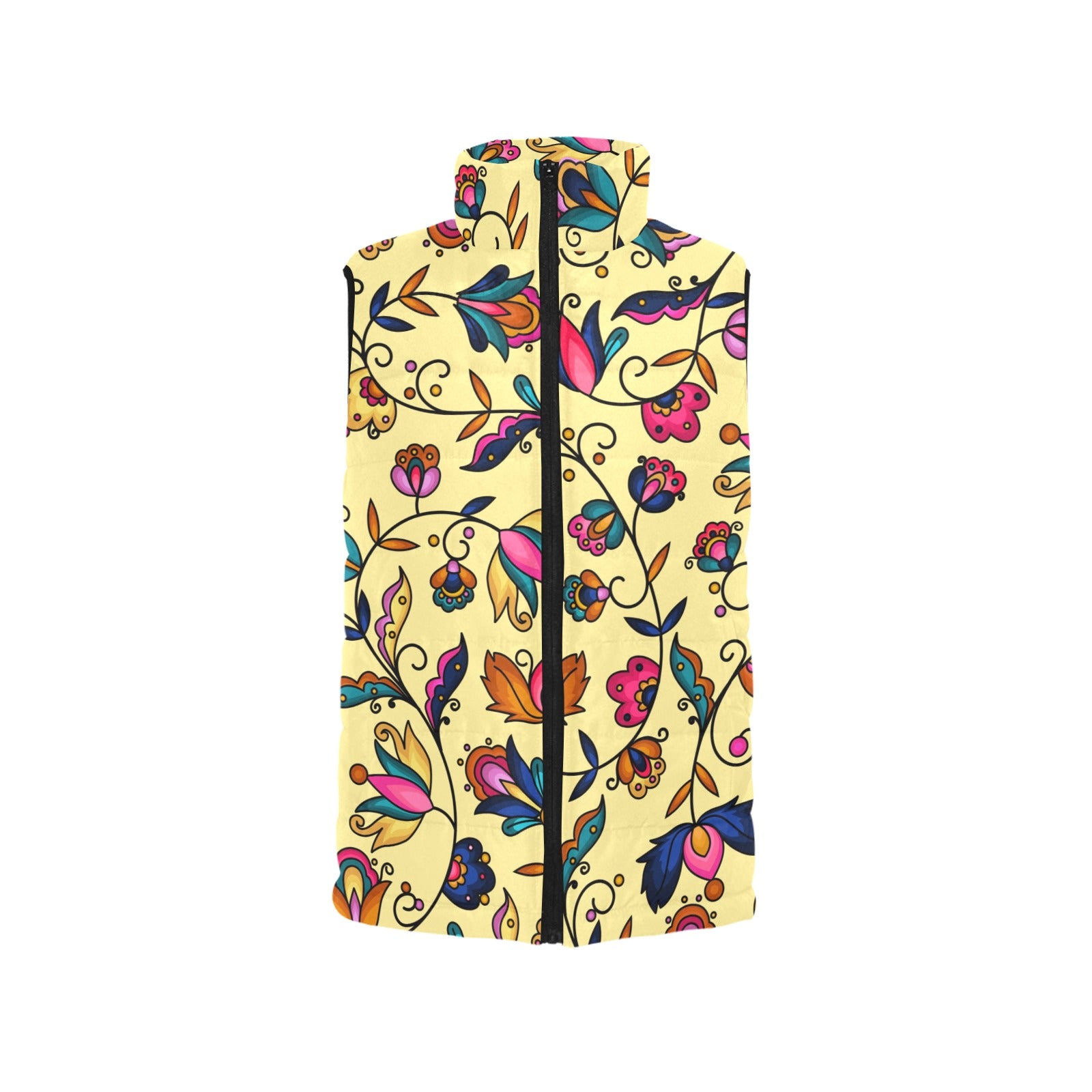 Copper Prairie Petals Yellow Women's Padded Vest Jacket