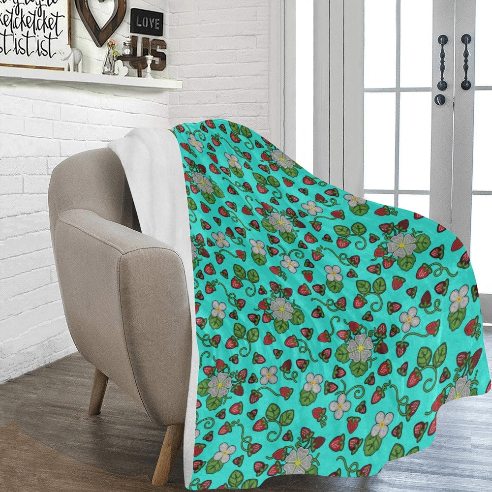 Strawberry Dreams Turquoise Ultra-Soft Micro Fleece Blanket 60"x80"