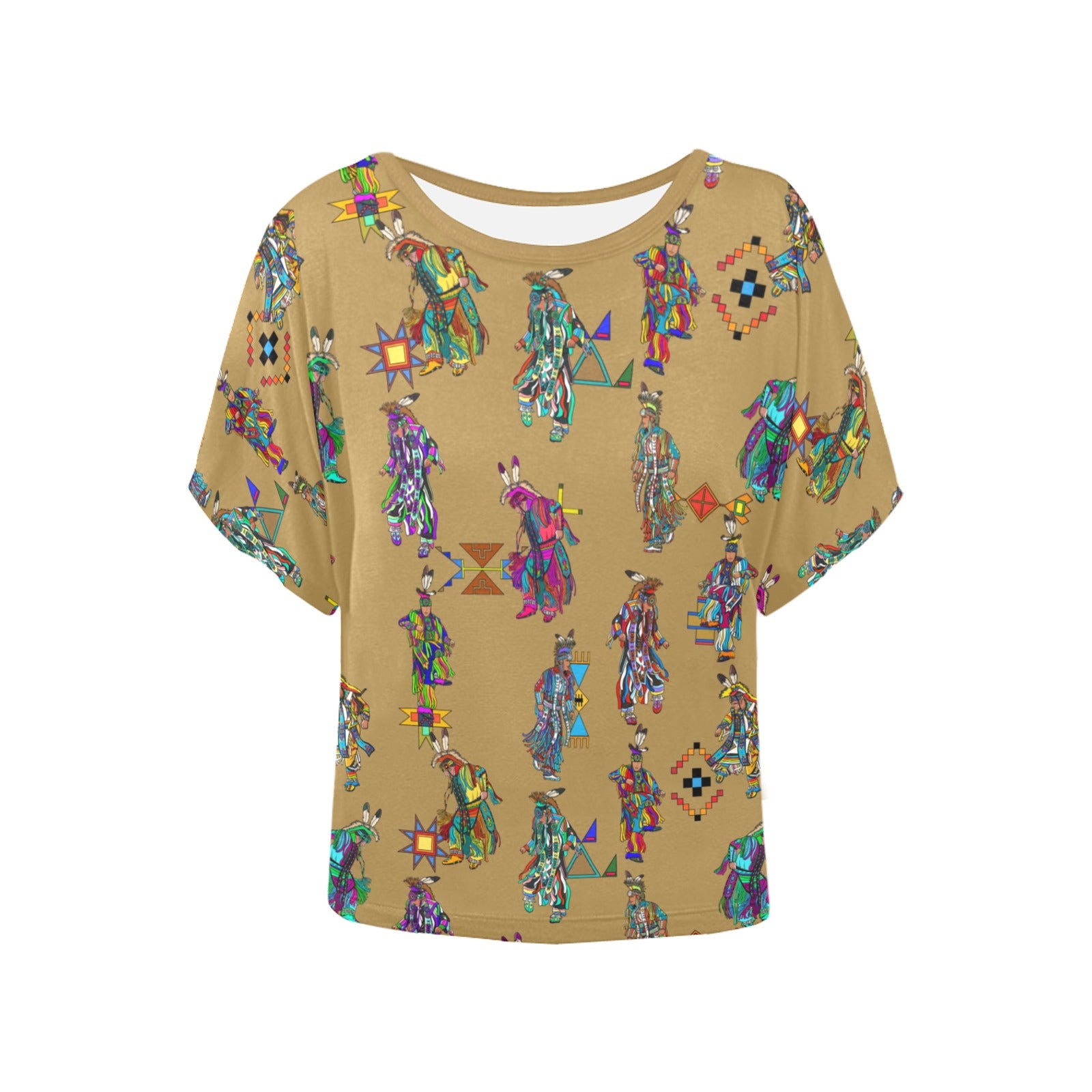 Men's Grass Dancers Earth Women's Batwing-Sleeved Blouse T shirt