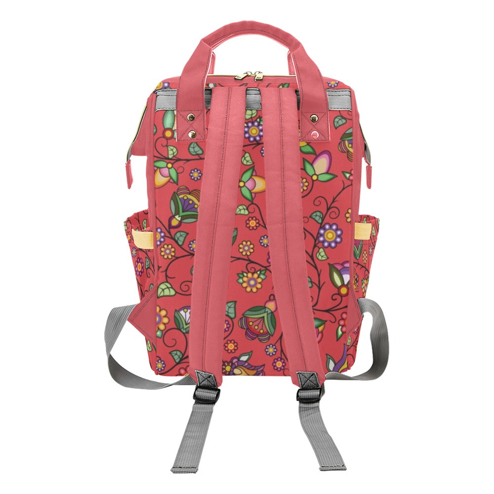 Heartbeat Petals Red Multi-Function Diaper Backpack/Diaper Bag