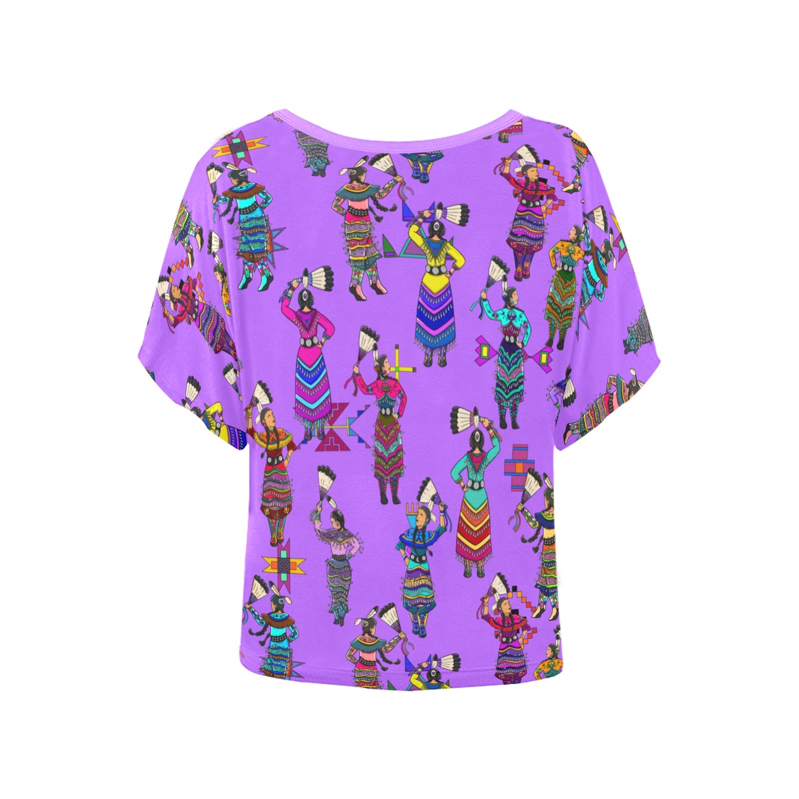 Women's Jingle Dancers Purple Women's Batwing-Sleeved Blouse T shirt