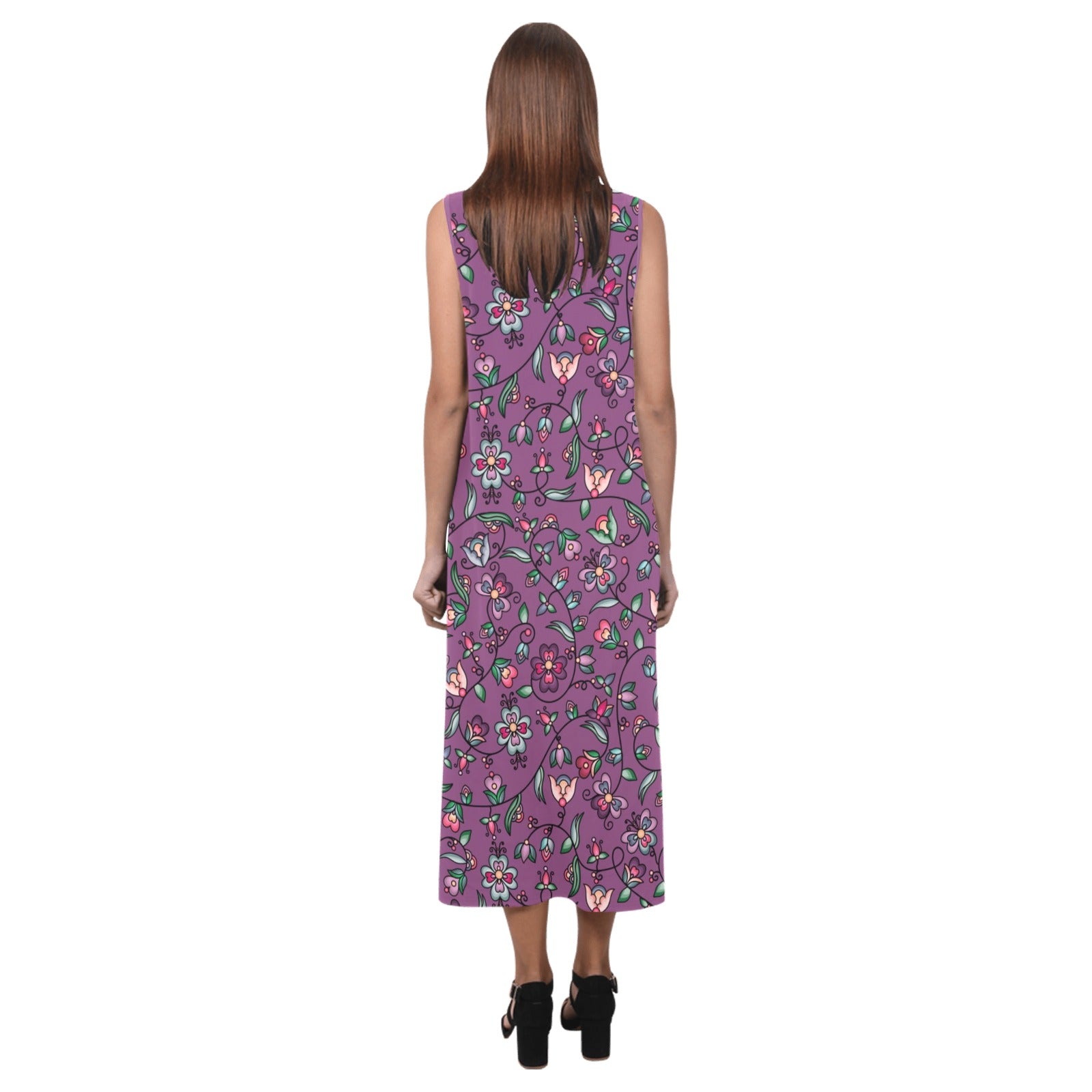 Amber Evening Garland Purple Phaedra Sleeveless Open Fork Long Dress