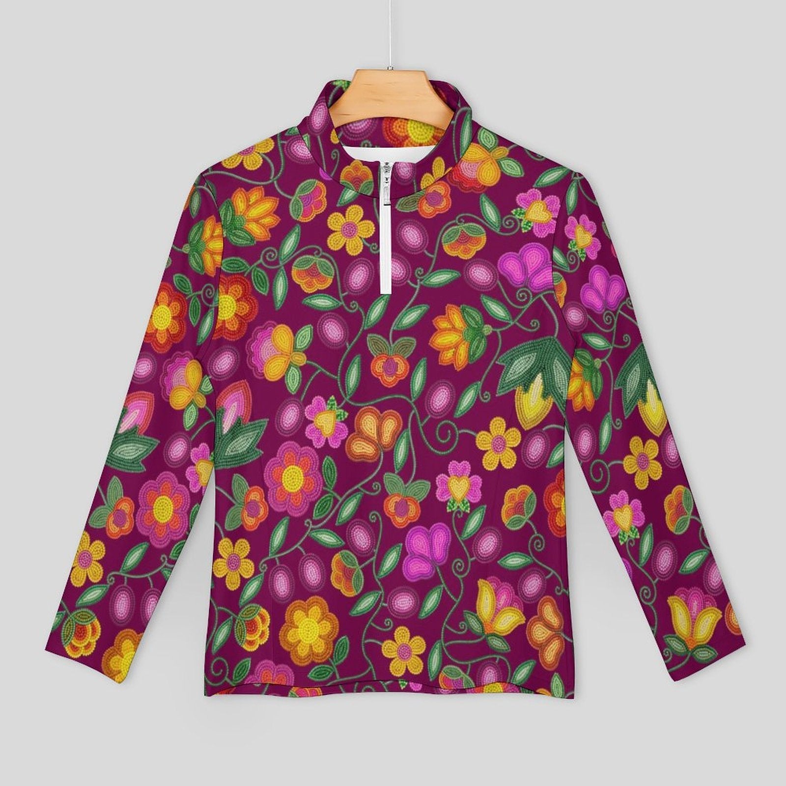Boreal Bounty Dark Magenta Long Sleeve Yoga Shirt
