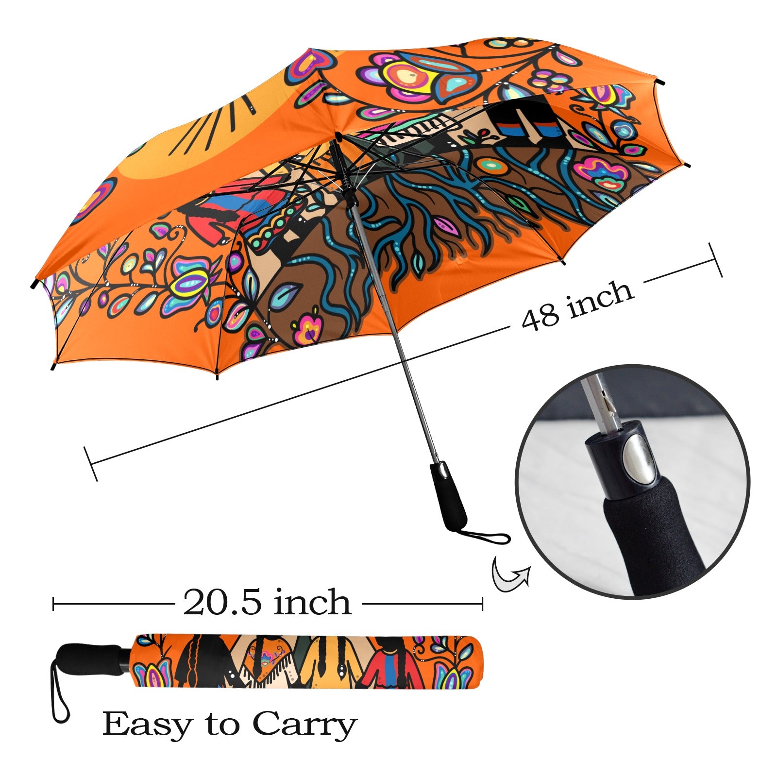 Rooted in Culture Semi-Automatic Foldable Umbrella