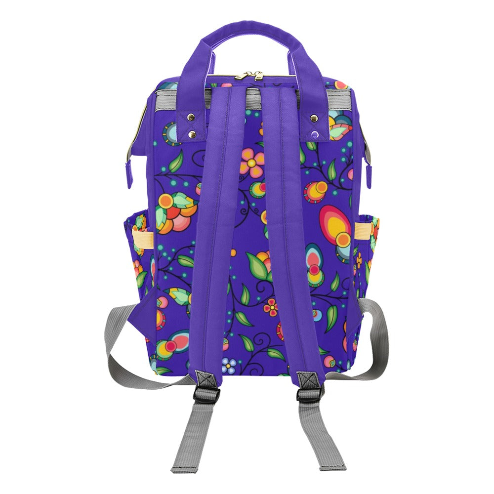 Floral Bounty Blue Multi-Function Diaper Backpack/Diaper Bag