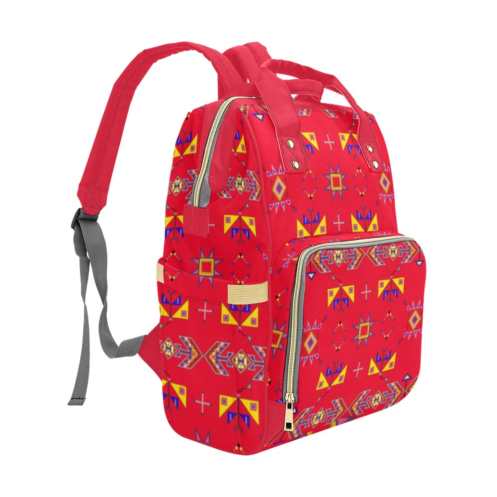 Scattered Generations Red Multi-Function Diaper Backpack/Diaper Bag