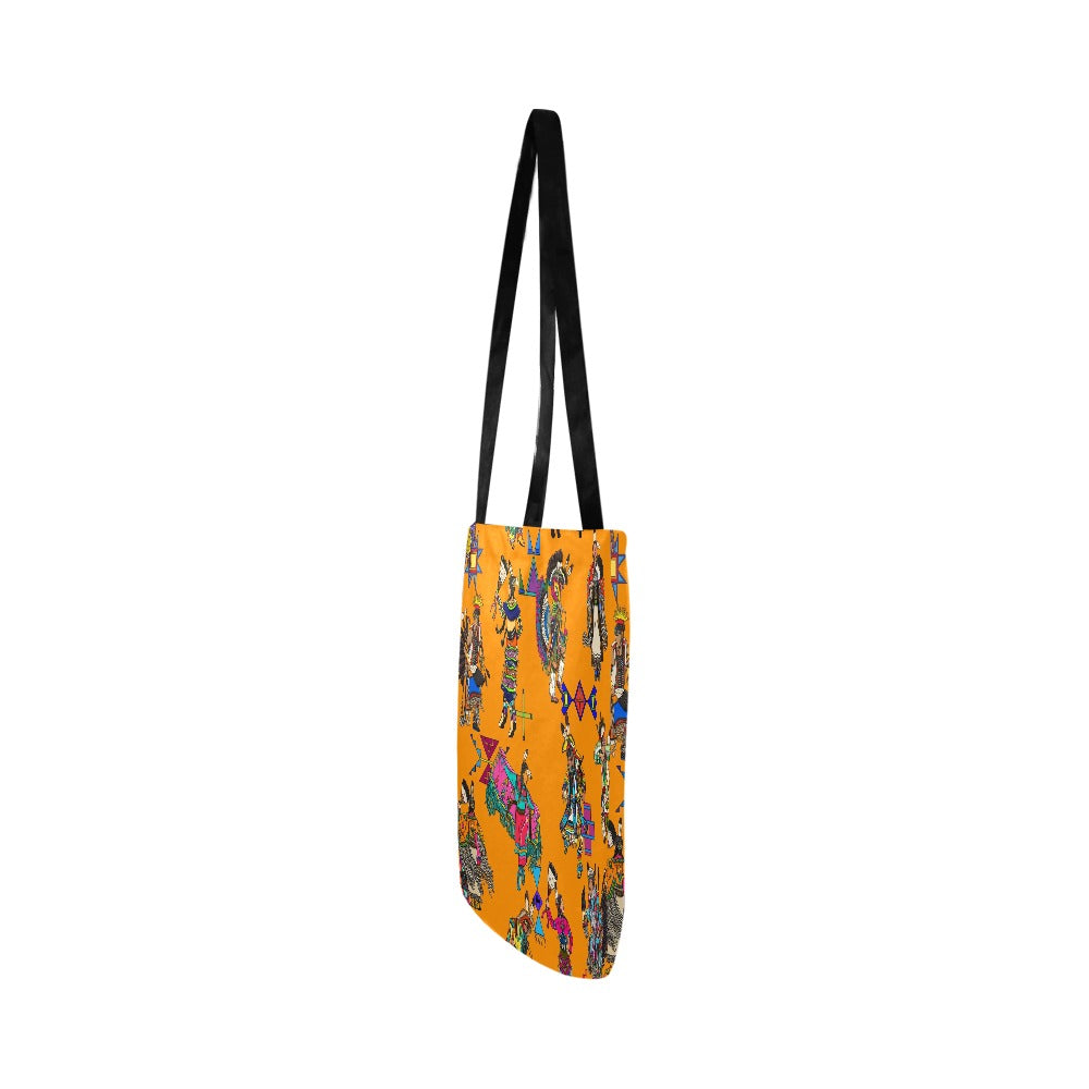 Grand Entry Dancers Orange Reusable Shopping Bag (Two sides)
