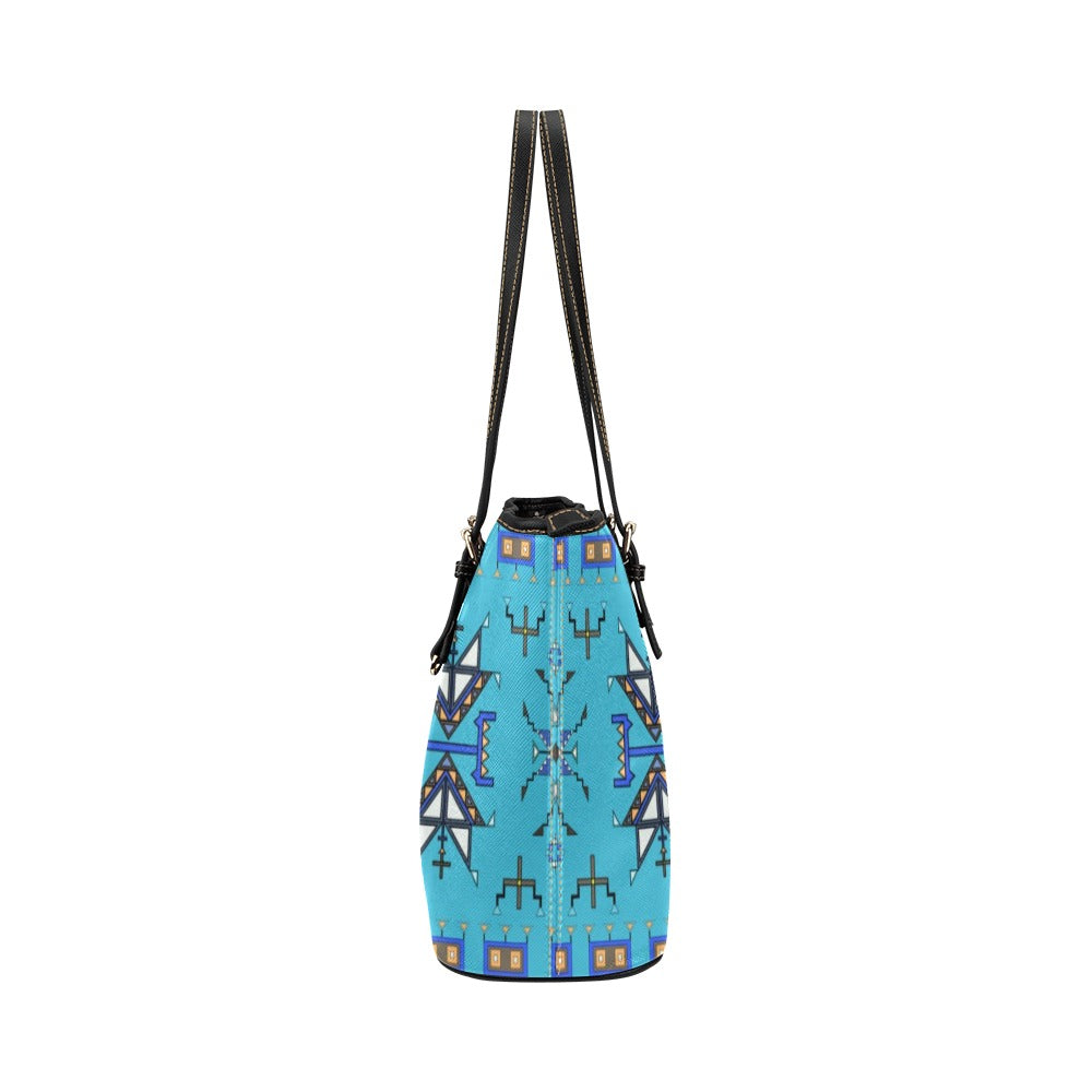 Eagle Strike Blue Leather Tote Bag/Large