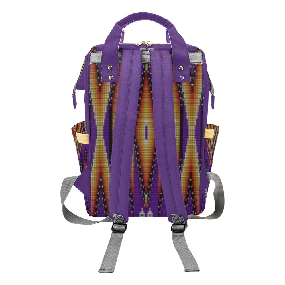 Fire Feather Purple Multi-Function Diaper Backpack/Diaper Bag