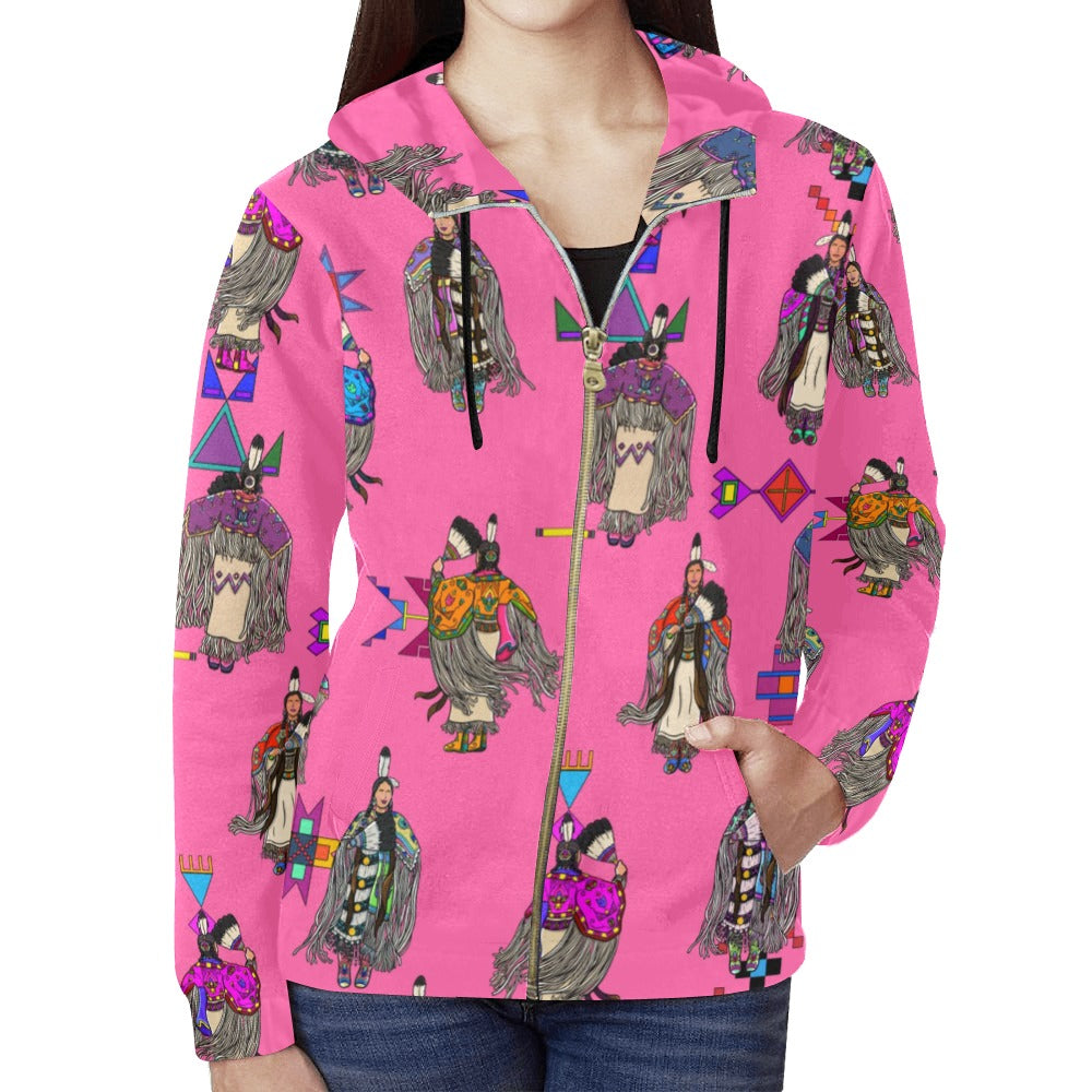 Women's Tradish Dancers Pink Full Zip Hoodie for Women