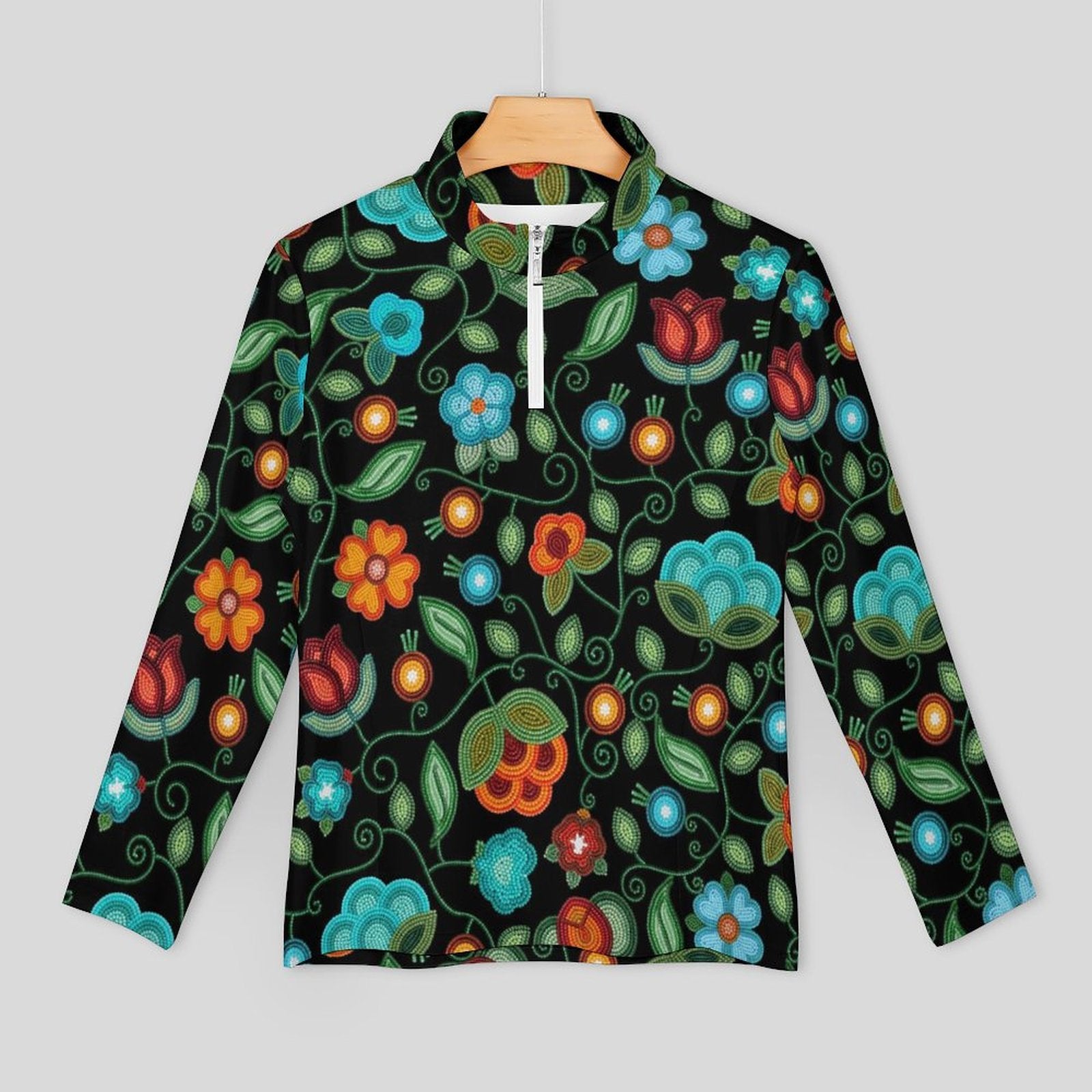Prairie Fire Petals Black Long Sleeve Yoga Shirt