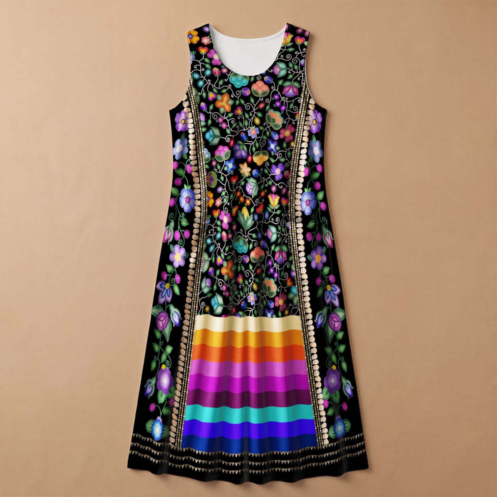 Beaded Offering Black 2 Women's Sleeveless Long Dress