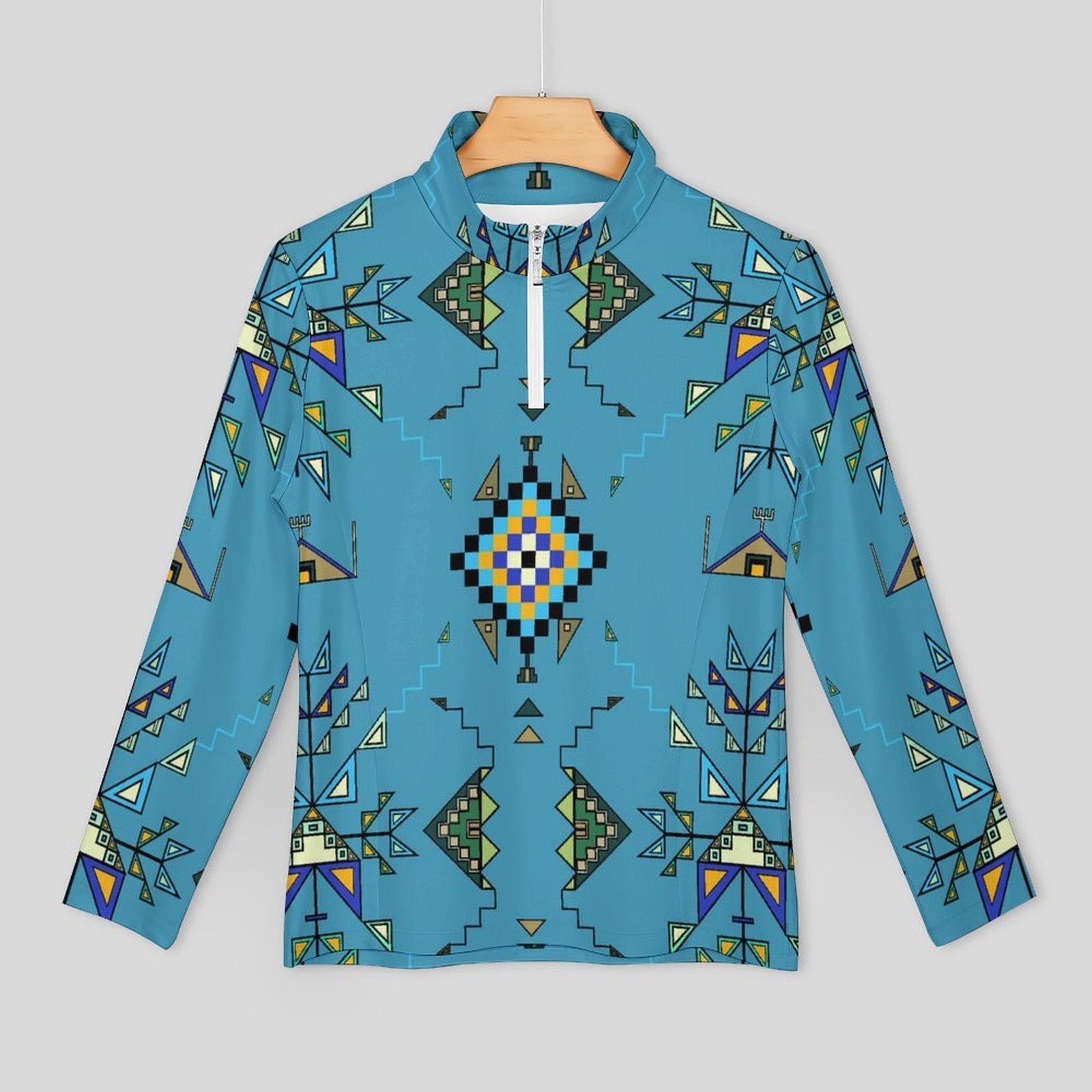 Bear Shield Blue Long Sleeve Yoga Shirt