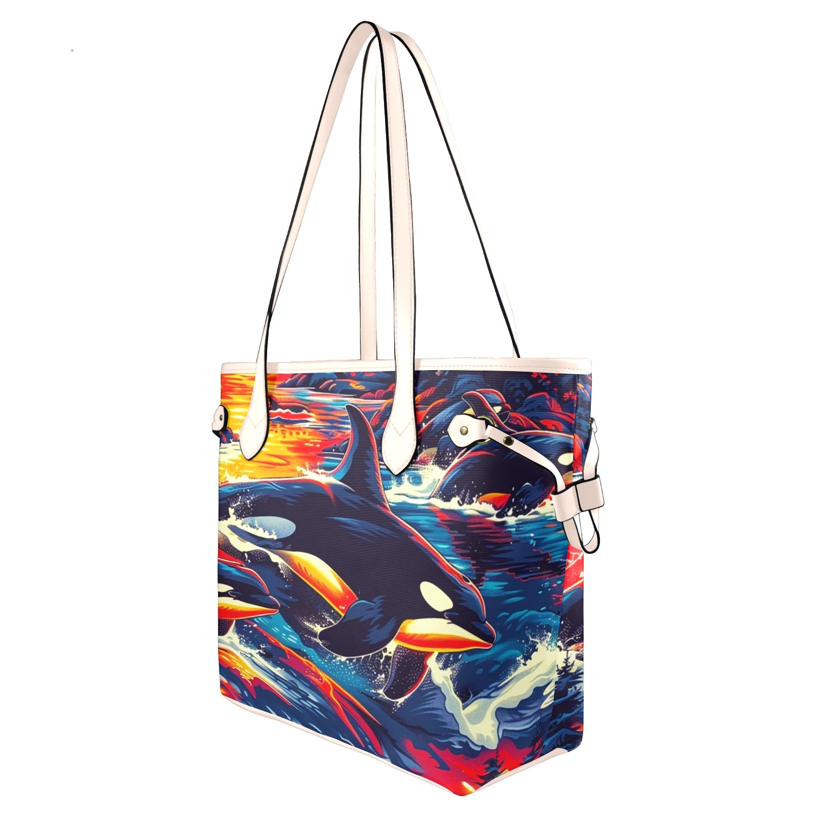 Killer Whales in the Bay Clover Canvas Tote Bag