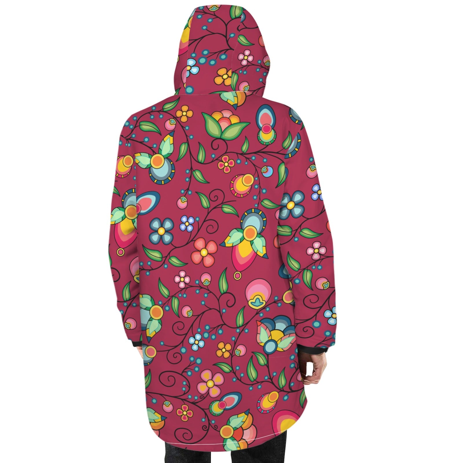 Floral Bounty Magenta Unisex Sherpa Lined Hooded Coat