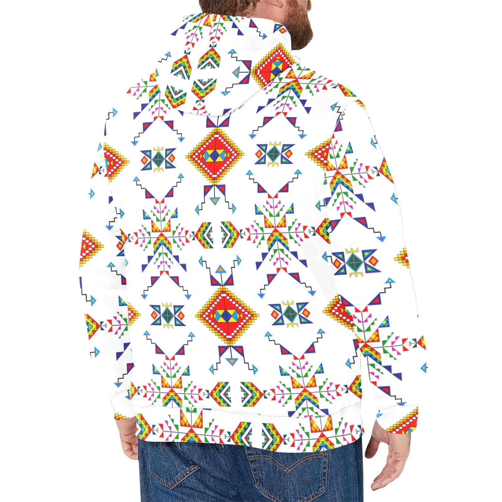 Buffalo Jump White Men's Long Sleeve Fleece Hoodie