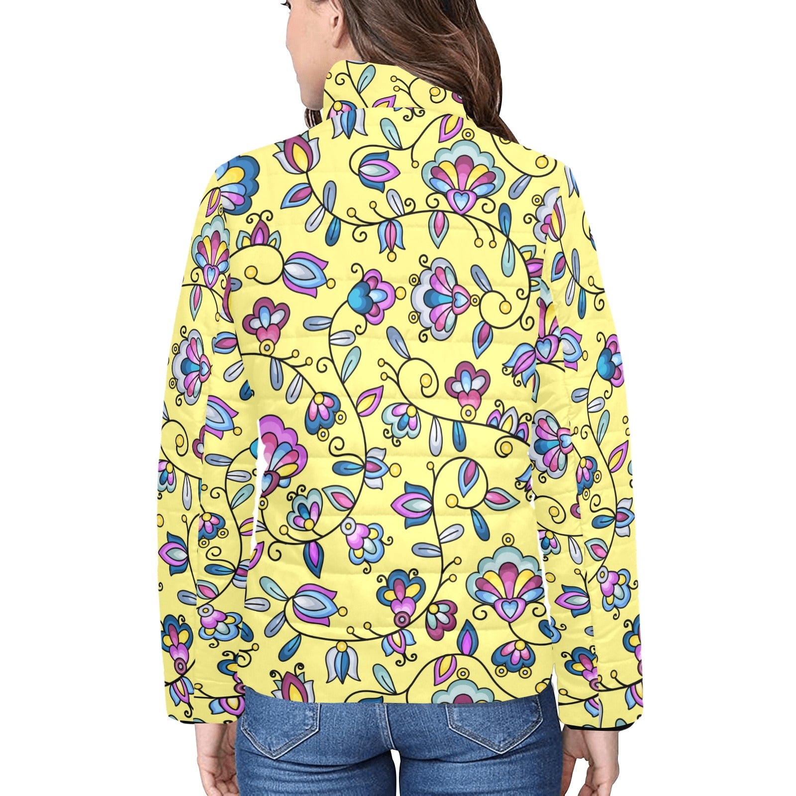 Autumn Bundle Blessing Yellow Women's Stand Collar Padded Jacket