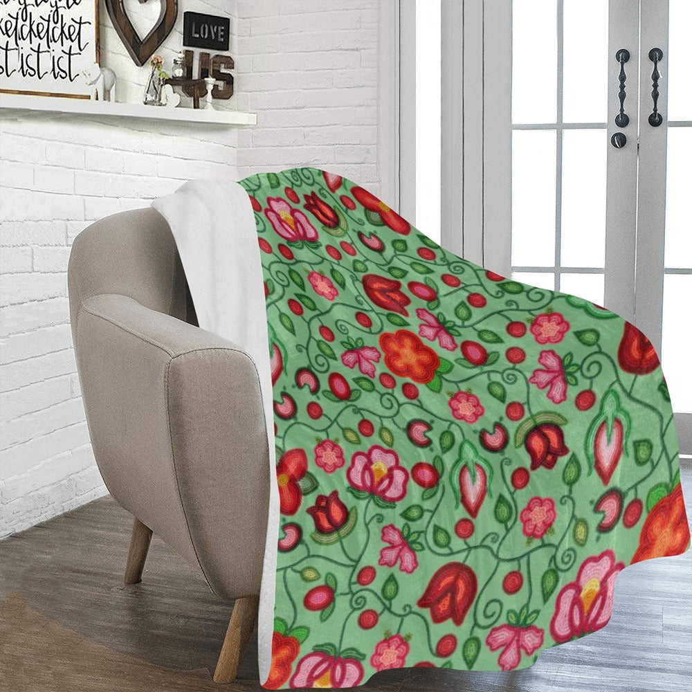 Rose Reverie Green Ultra-Soft Micro Fleece Blanket 60"x80"