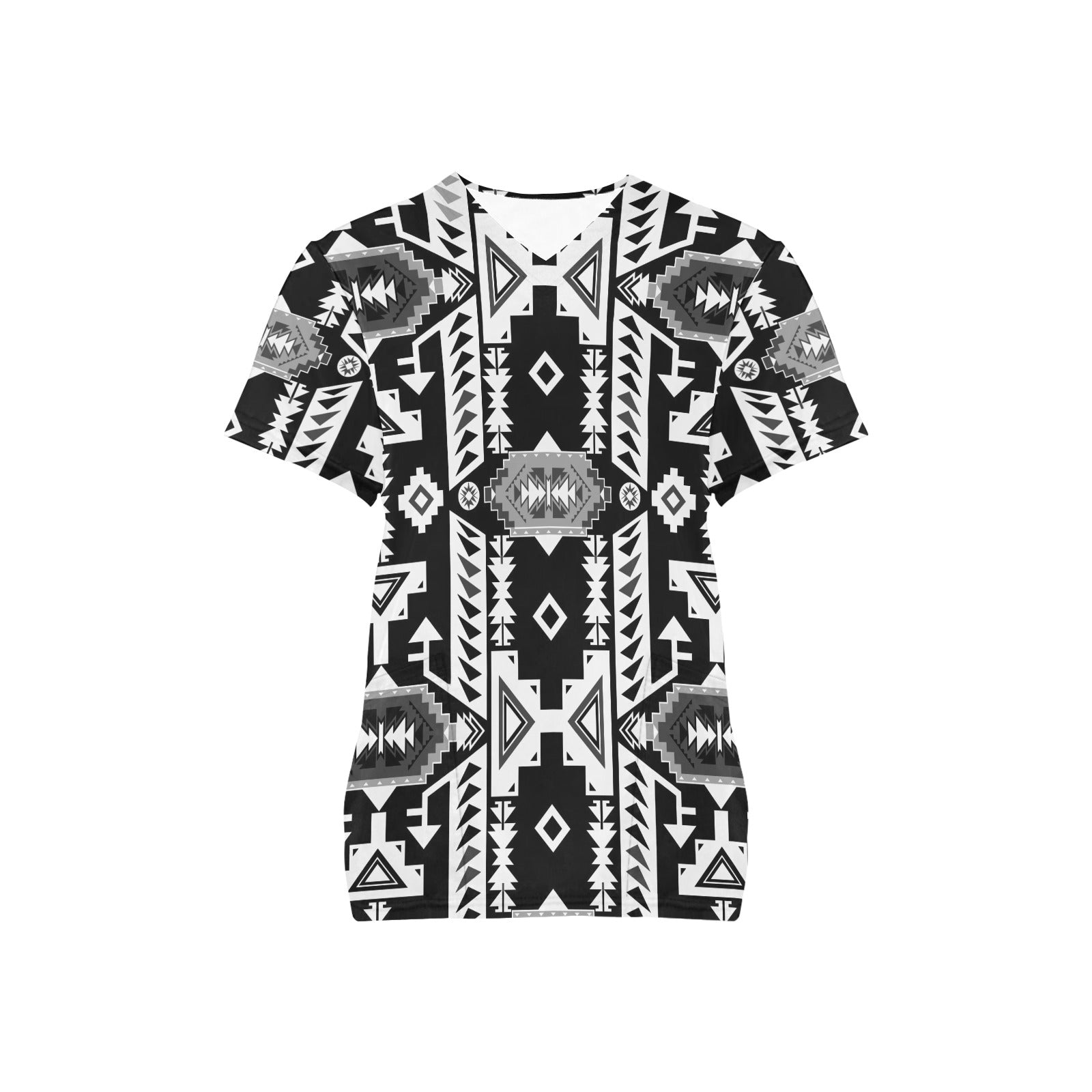 Chiefs Mountain Black and White Scrub Top