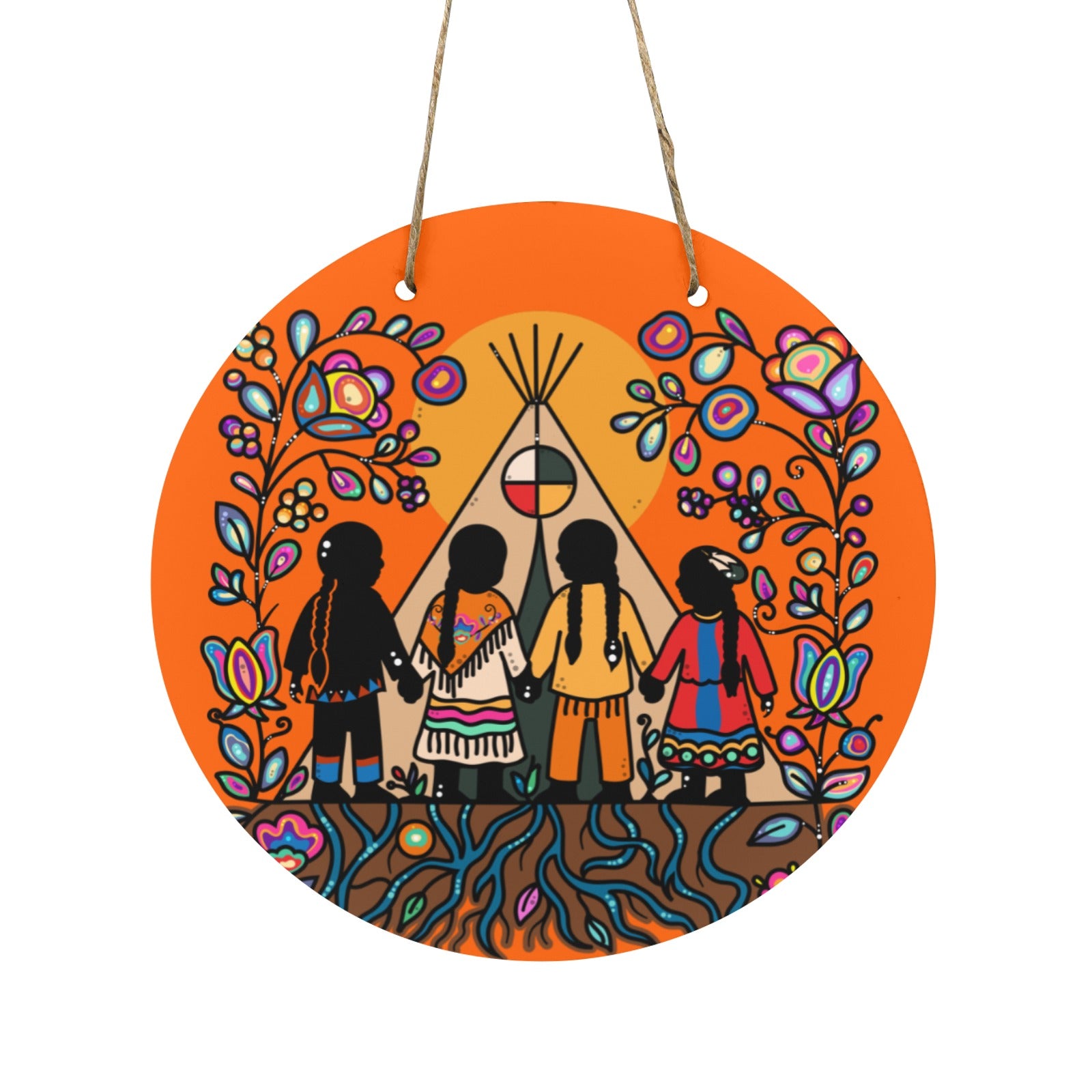 Rooted in Culture Round Wooden Door Sign 11.8''