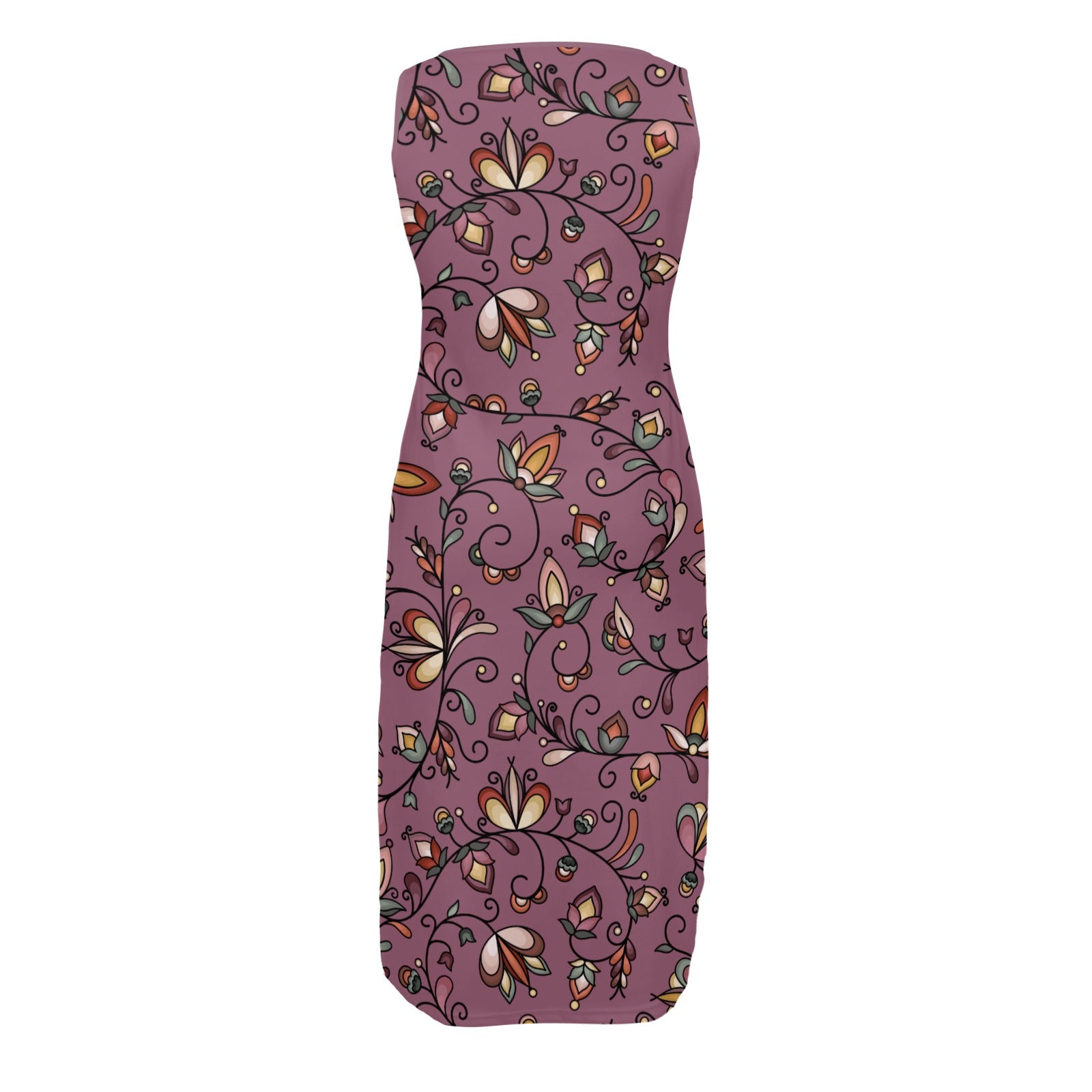 Burnt Sky Petals Magenta Phaedra Sleeveless Open Fork Long Dress