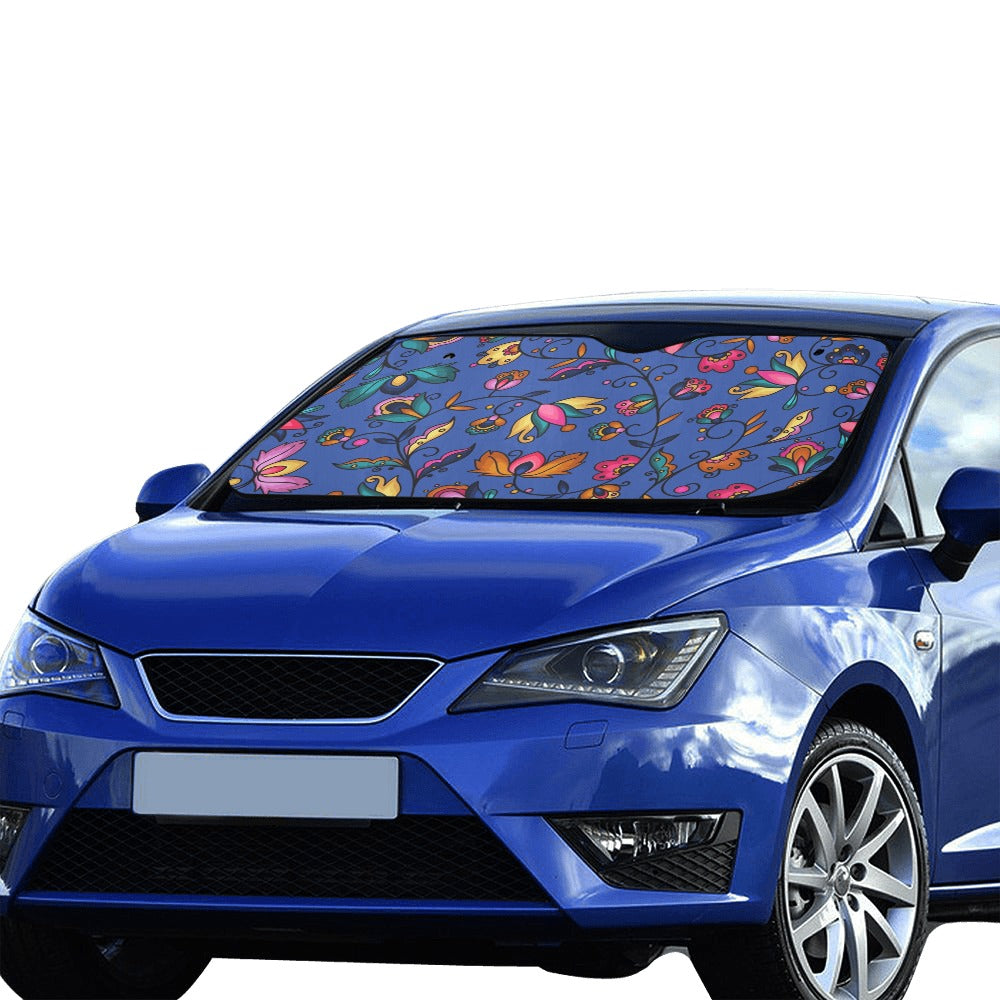 Copper Prairie Petals Blue Car Sun Shade 55"x30"