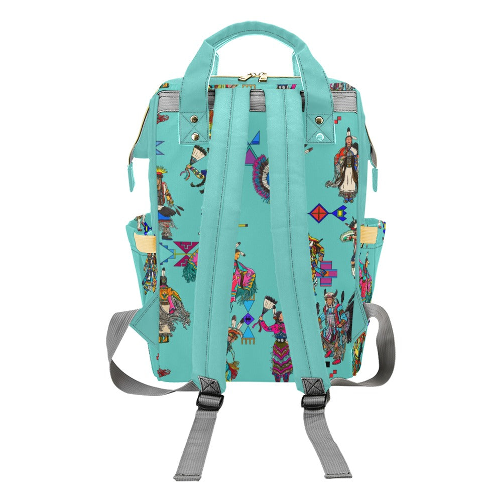 Grand Entry Dancers Eggshell Blue Multi-Function Diaper Backpack/Diaper Bag