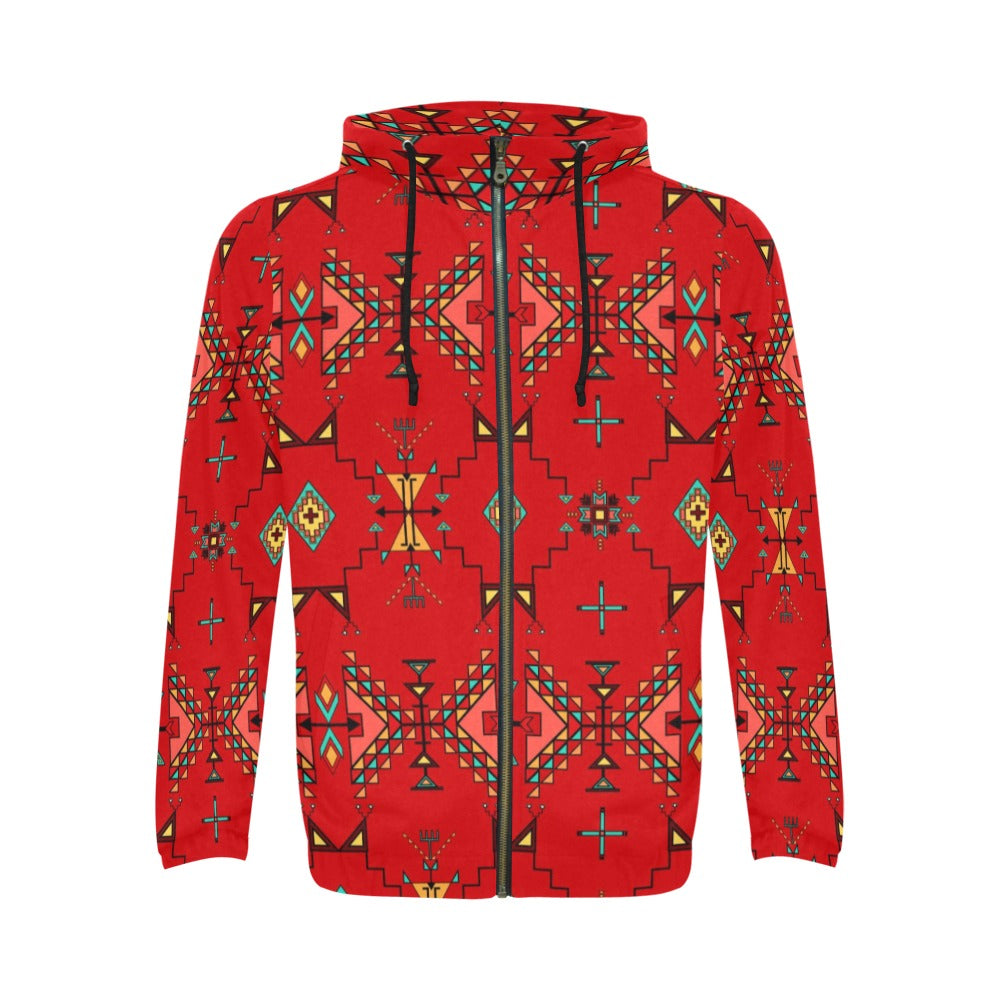 Thunder Flight Red Men's Zipper Hoodie