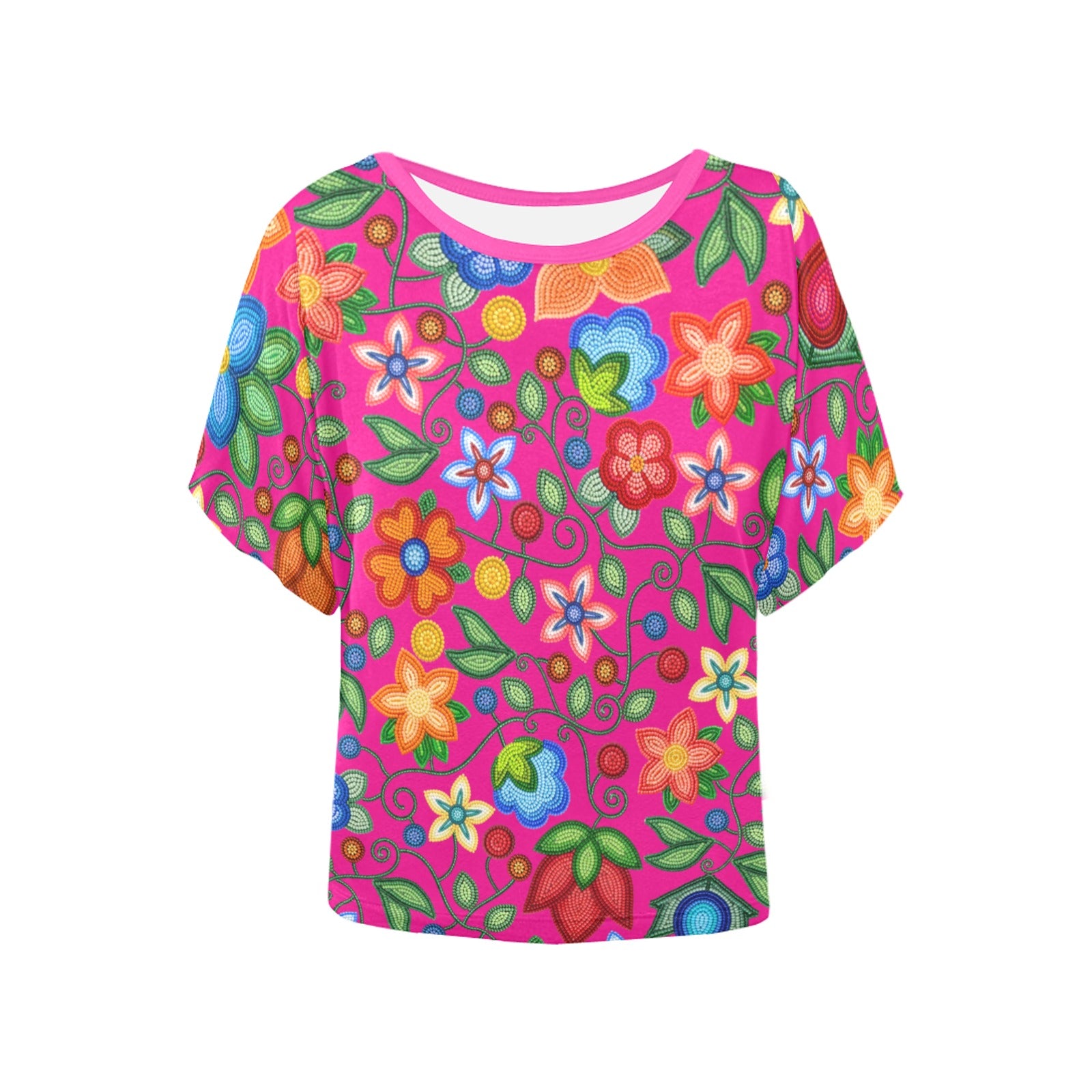 Morning Harmony Pink Women's Batwing-Sleeved Blouse T-shirt