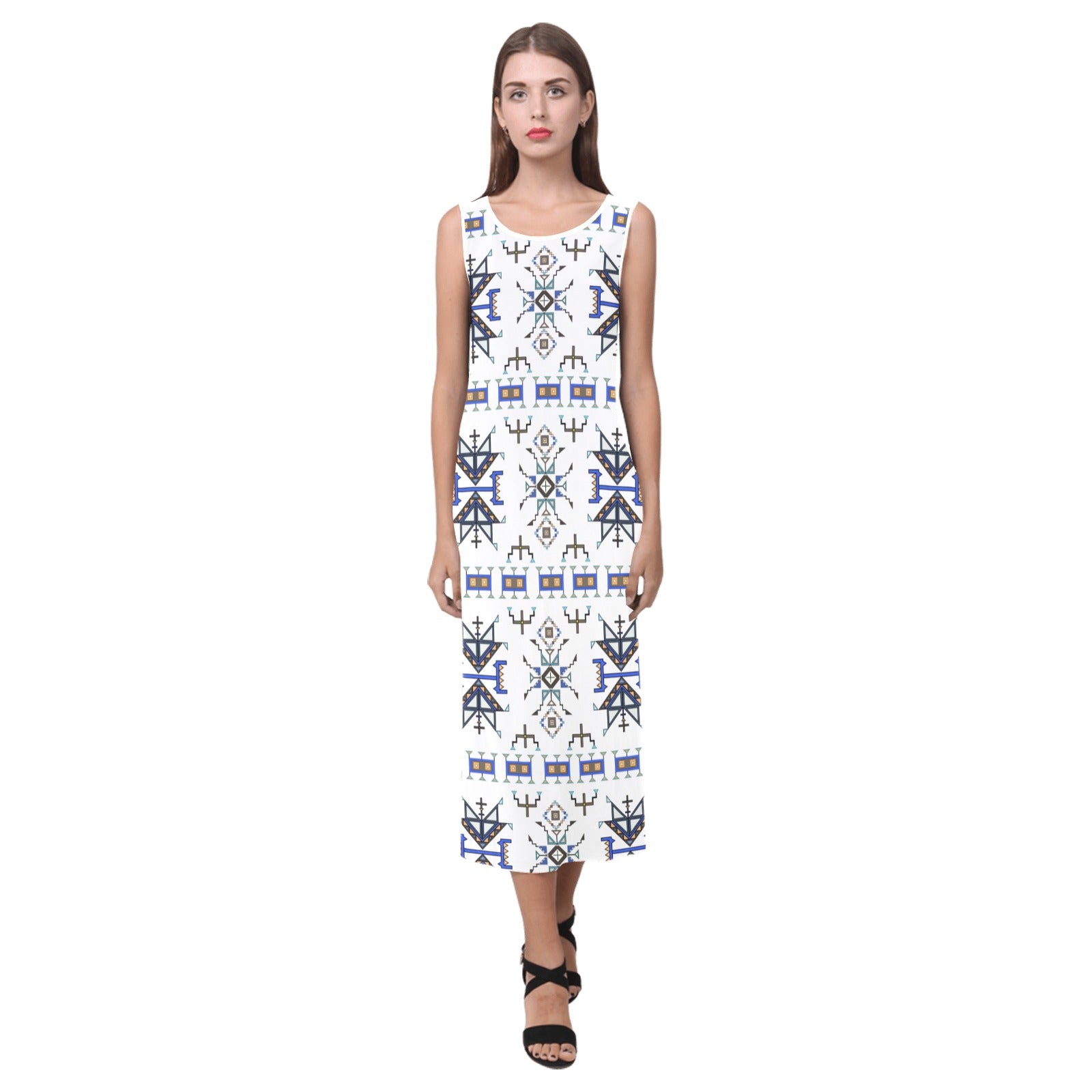 Eagle Strike White Phaedra Sleeveless Open Fork Long Dress