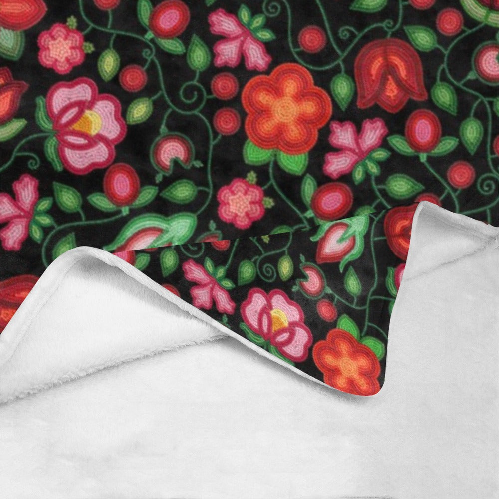 Rose Reverie Black Ultra-Soft Micro Fleece Blanket 60"x80"