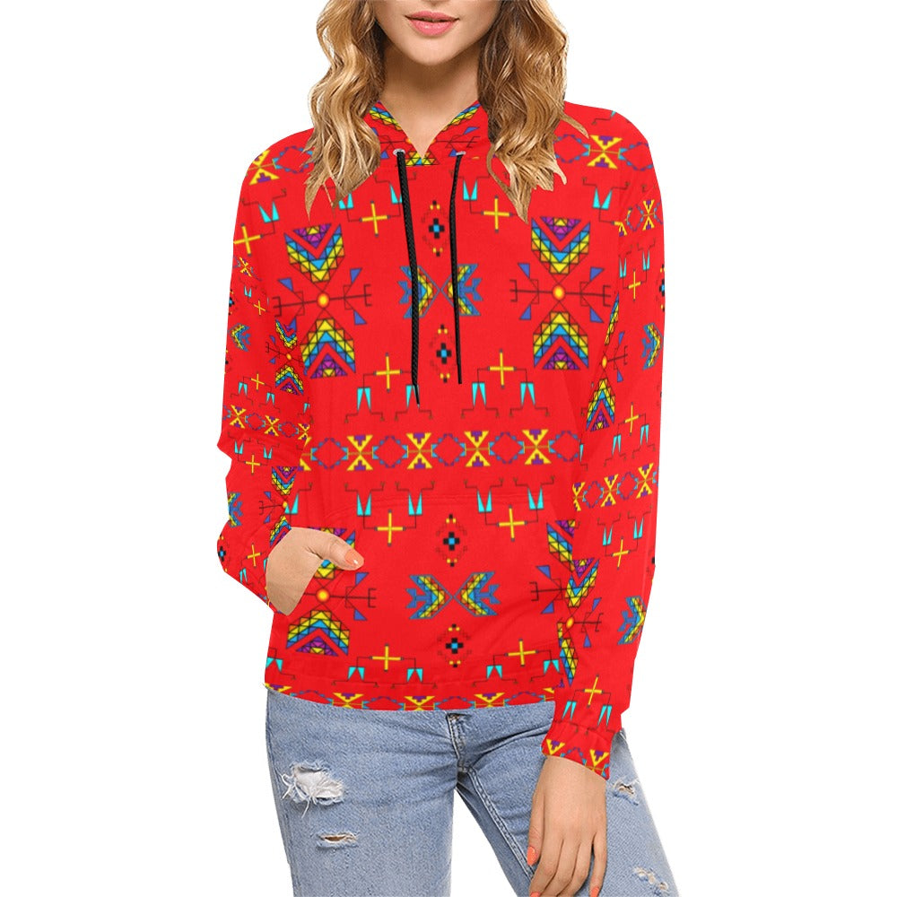 Rainy Chief Rainbow Red Hoodie for Women (USA Size)