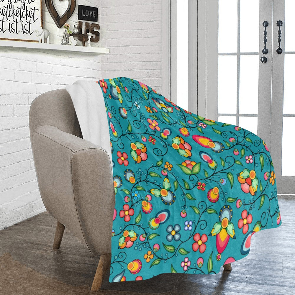 Floral Bounty Teal Ultra-Soft Micro Fleece Blanket 50"x60"