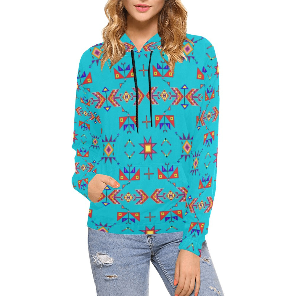 Scattered Generations Turquoise Hoodie for Women (USA Size)