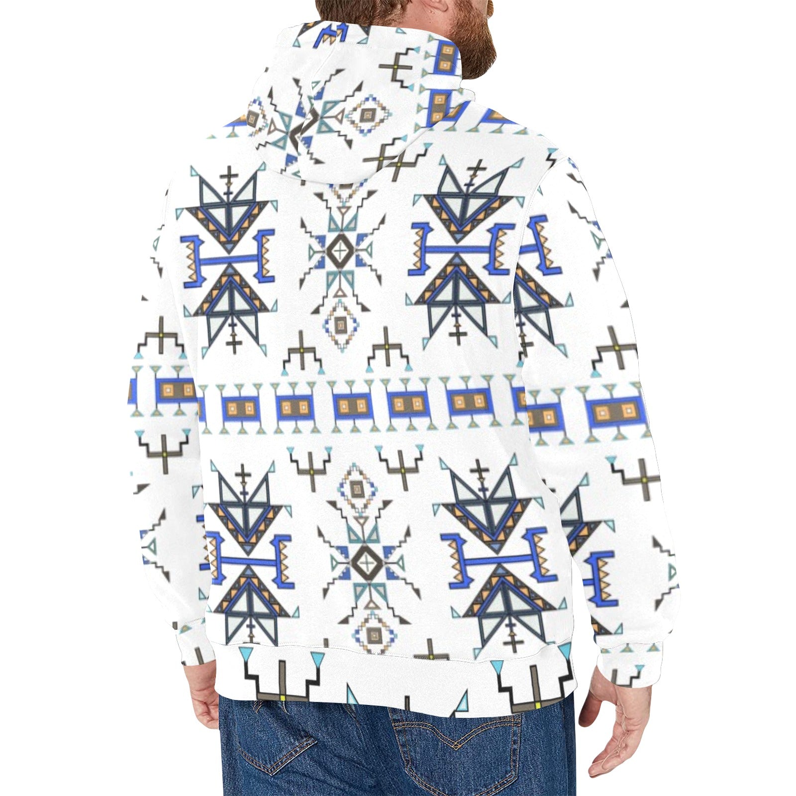 Eagle Strike White Men's Long Sleeve Fleece Hoodie