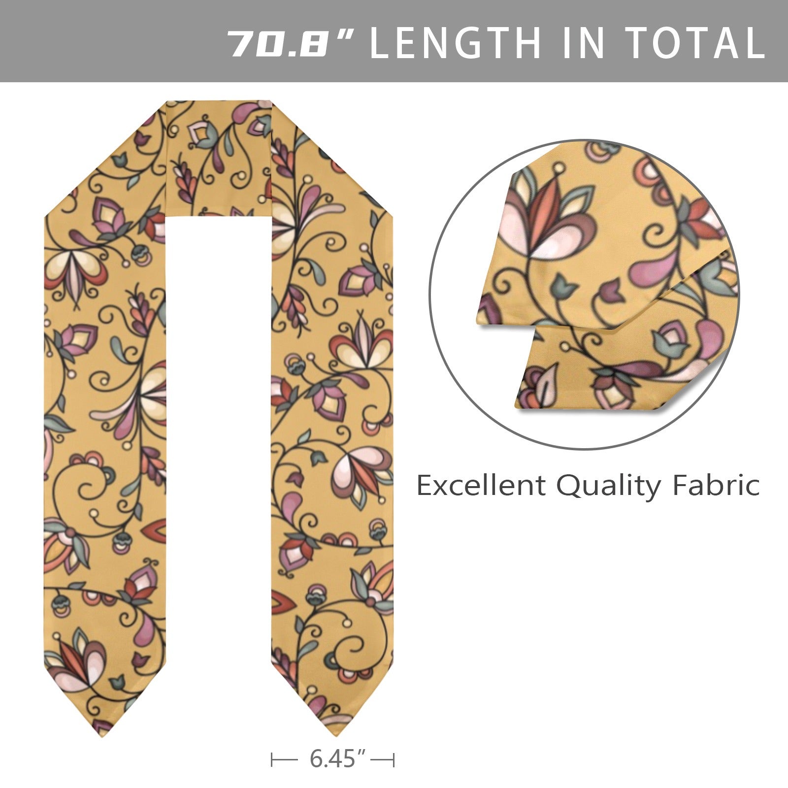 Burnt Sky Petals Gold Graduation Stole