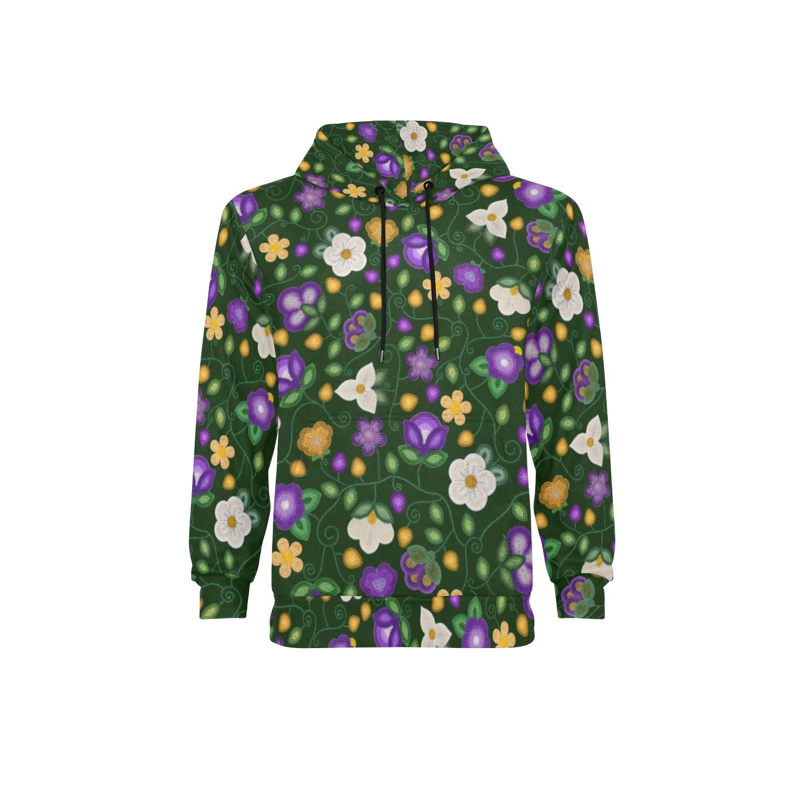 Midnight Moss Bloom Forest Men's Long Sleeve Fleece Hoodie
