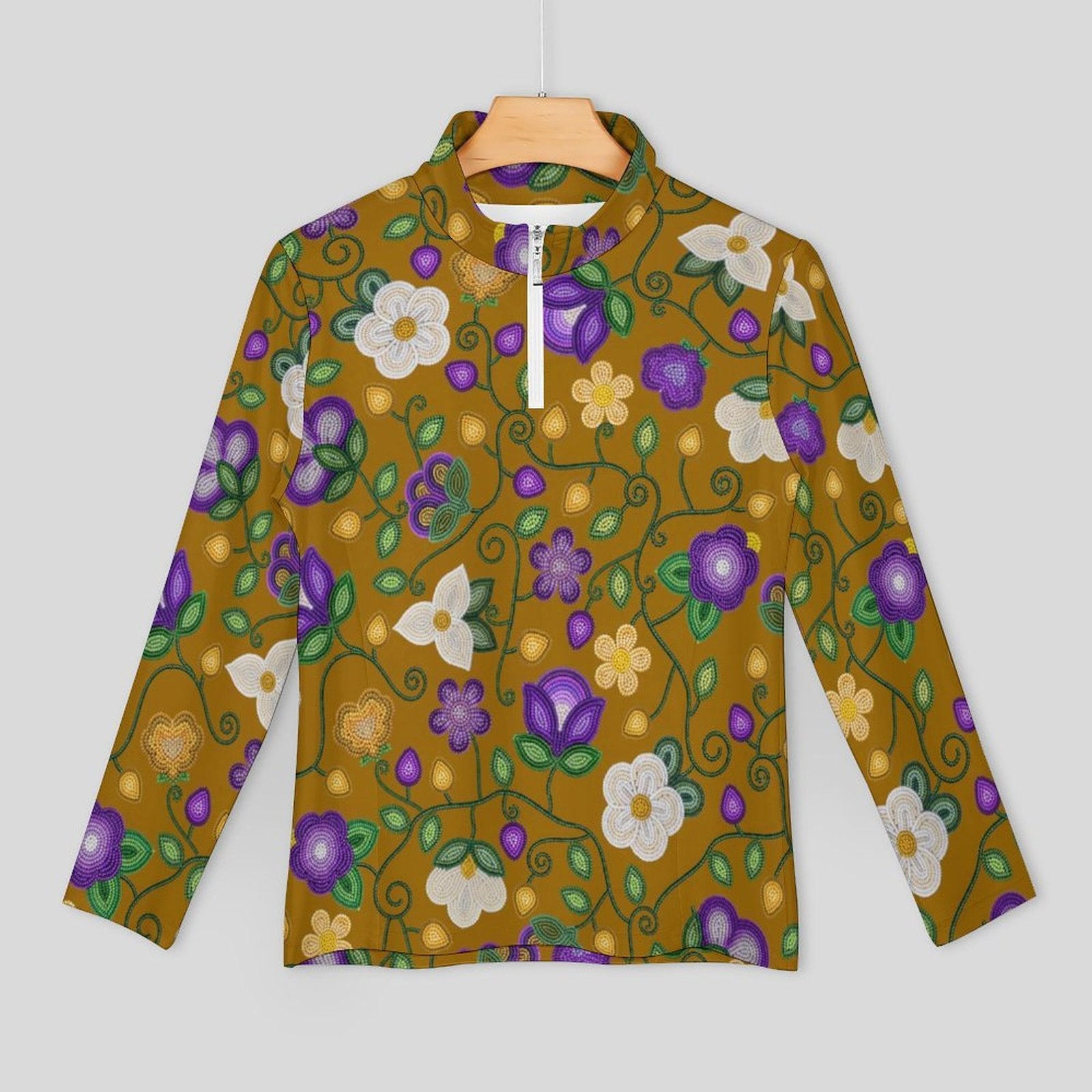 Midnight Moss Bloom Toffee Long Sleeve Yoga Shirt
