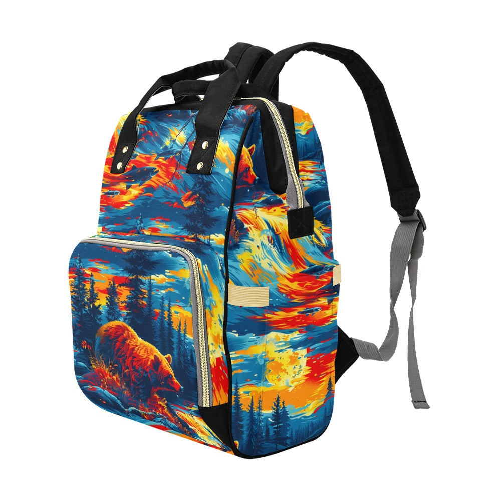 Fishing Bear Multi-Function Diaper Backpack/Diaper Bag