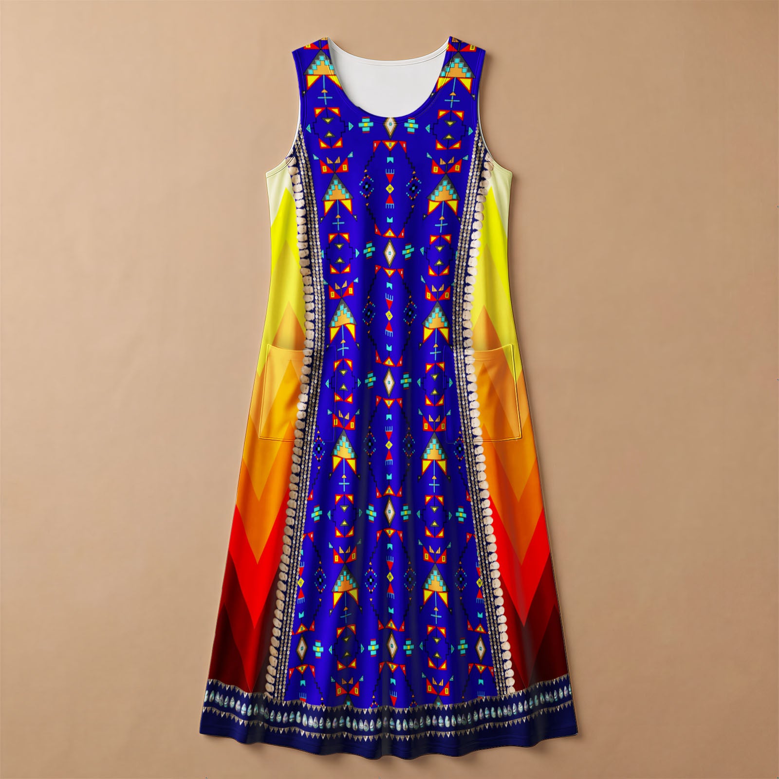 Sentinel of the Plains Navy 2 Women's Sleeveless Long Dress