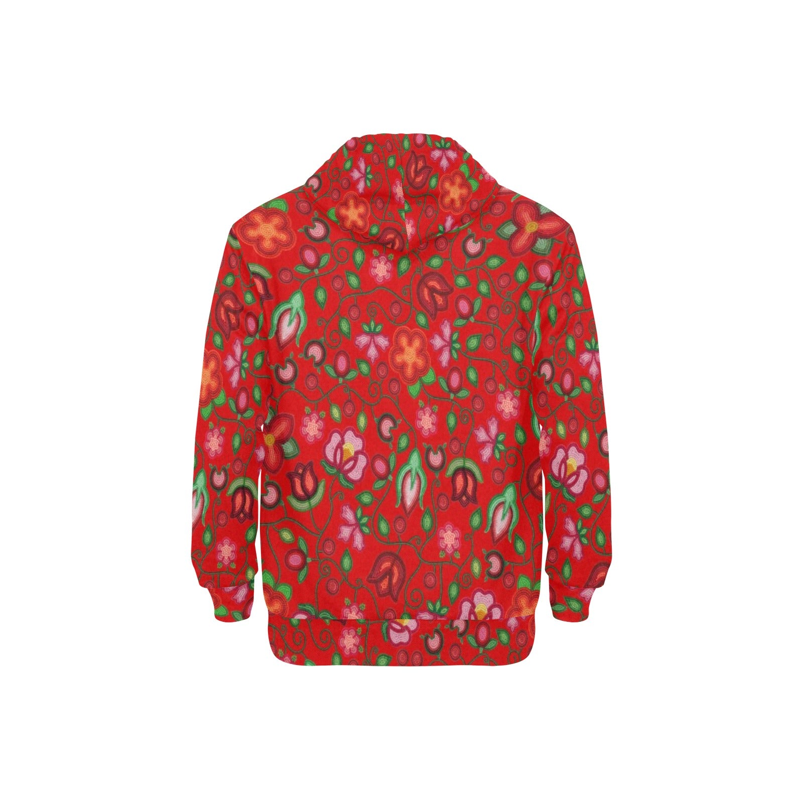 Rose Reverie Red Men's Long Sleeve Fleece Hoodie